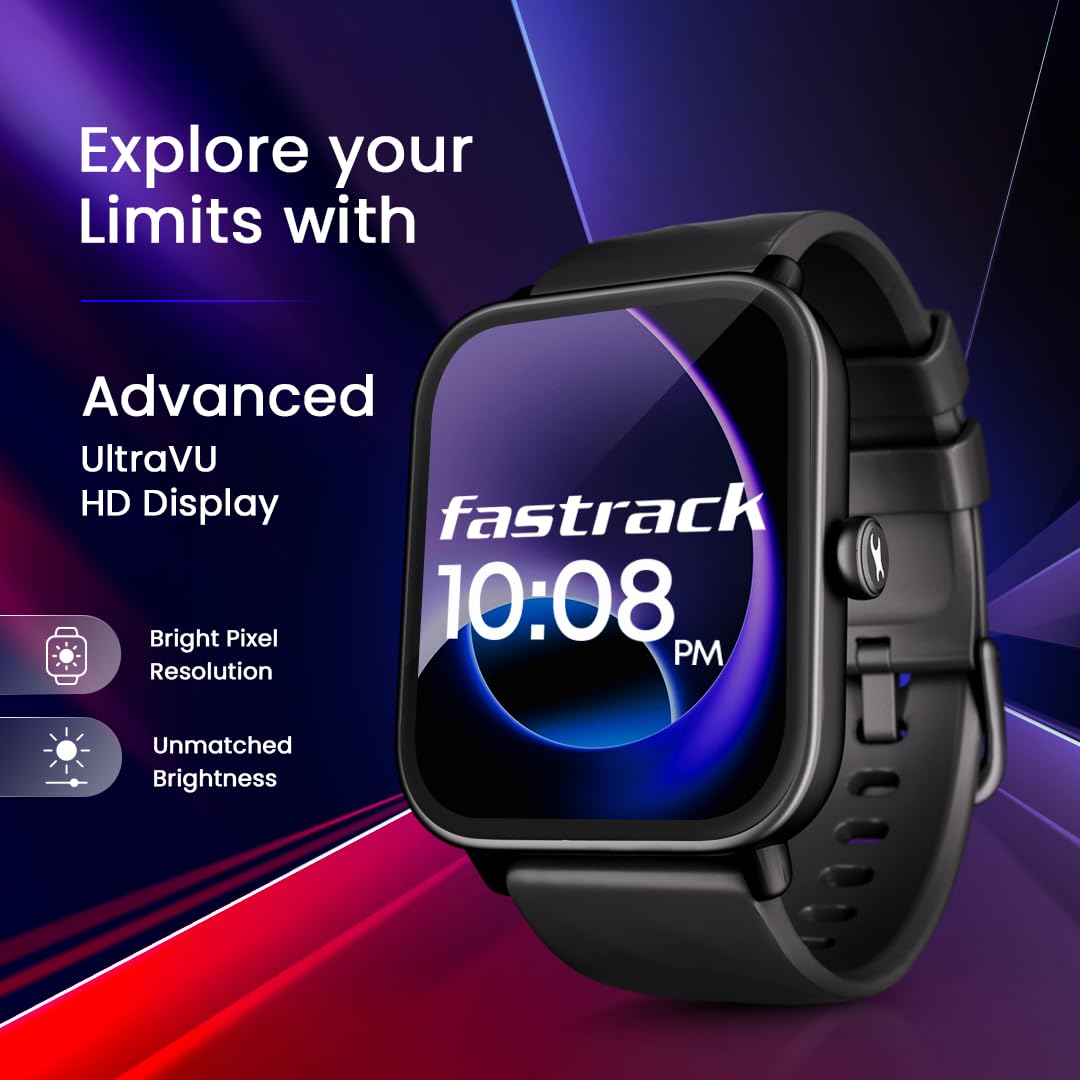 Fastrack Limitless Glide Advanced UltraVU HD Display|BT Calling|Advance Chipset|85+ Sports Modes & Watchfaces|Voice Assistant|24 * 7 Health Suite|IP67 Smartwatch 3
