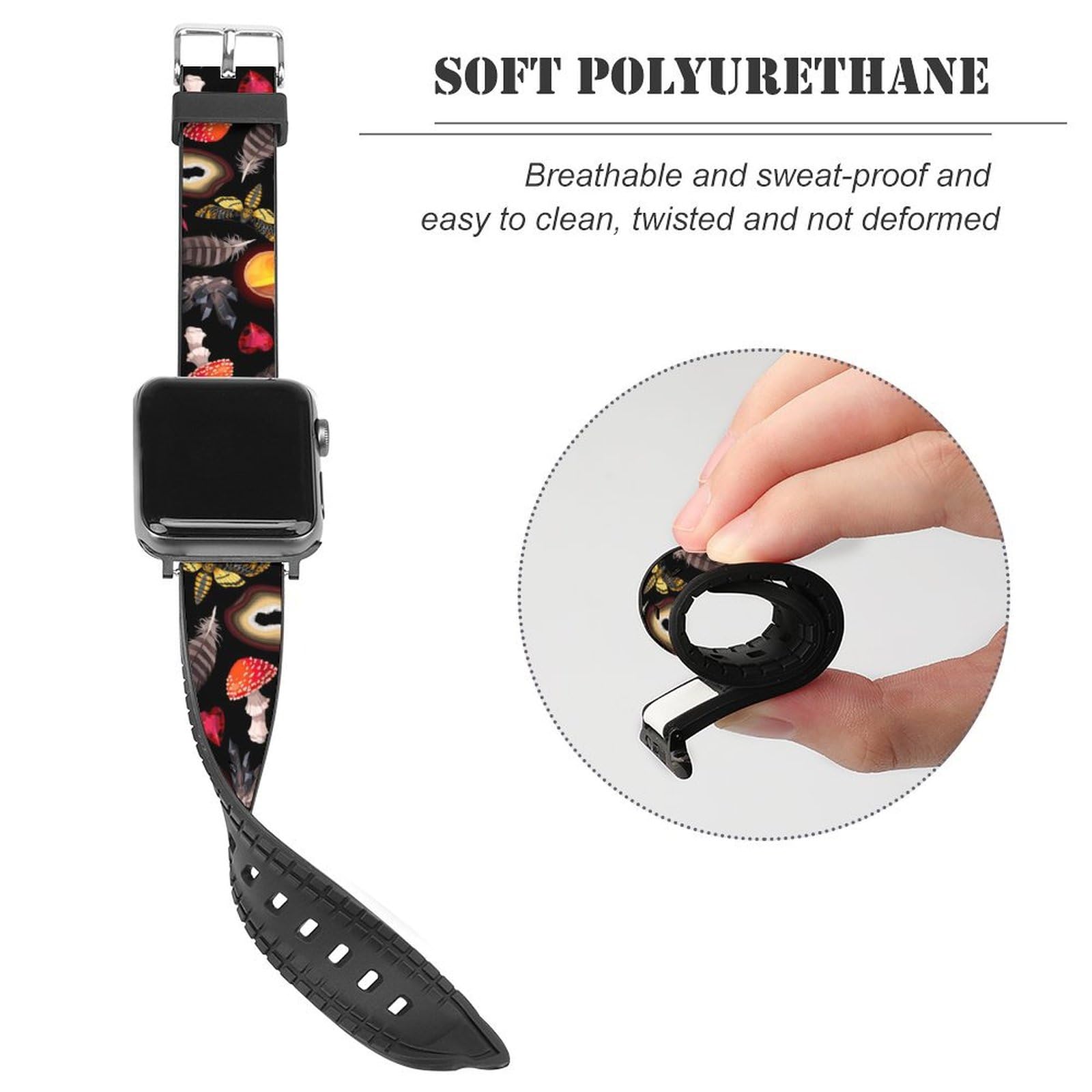 Sport Band Compatible with Apple Watch Bands 42mm 44mm for Women Men Witch Witchy Goth Magic Mushrooms Replacement Strap Band for iWatch Series 5 4 3 2 1 5