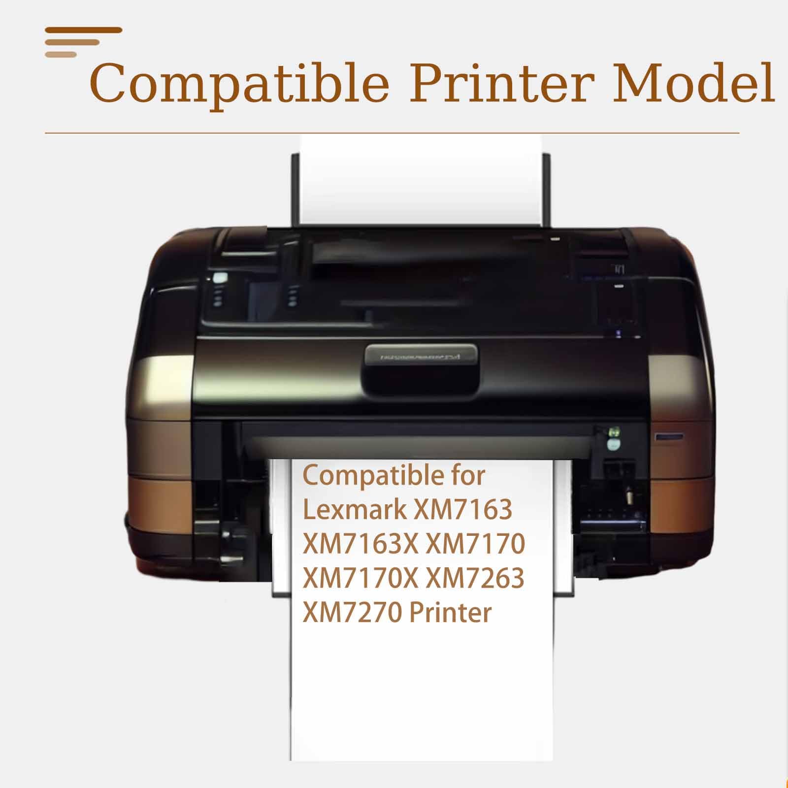 Vizoid 24B6025 Drum Unit High-Yield 100000 Pages Compatible for Lexmark XM7163 XM7163X XM7170 XM7170X XM7263 XM7270 Printer, Superior Print Clarity (Black 1PACK) 3