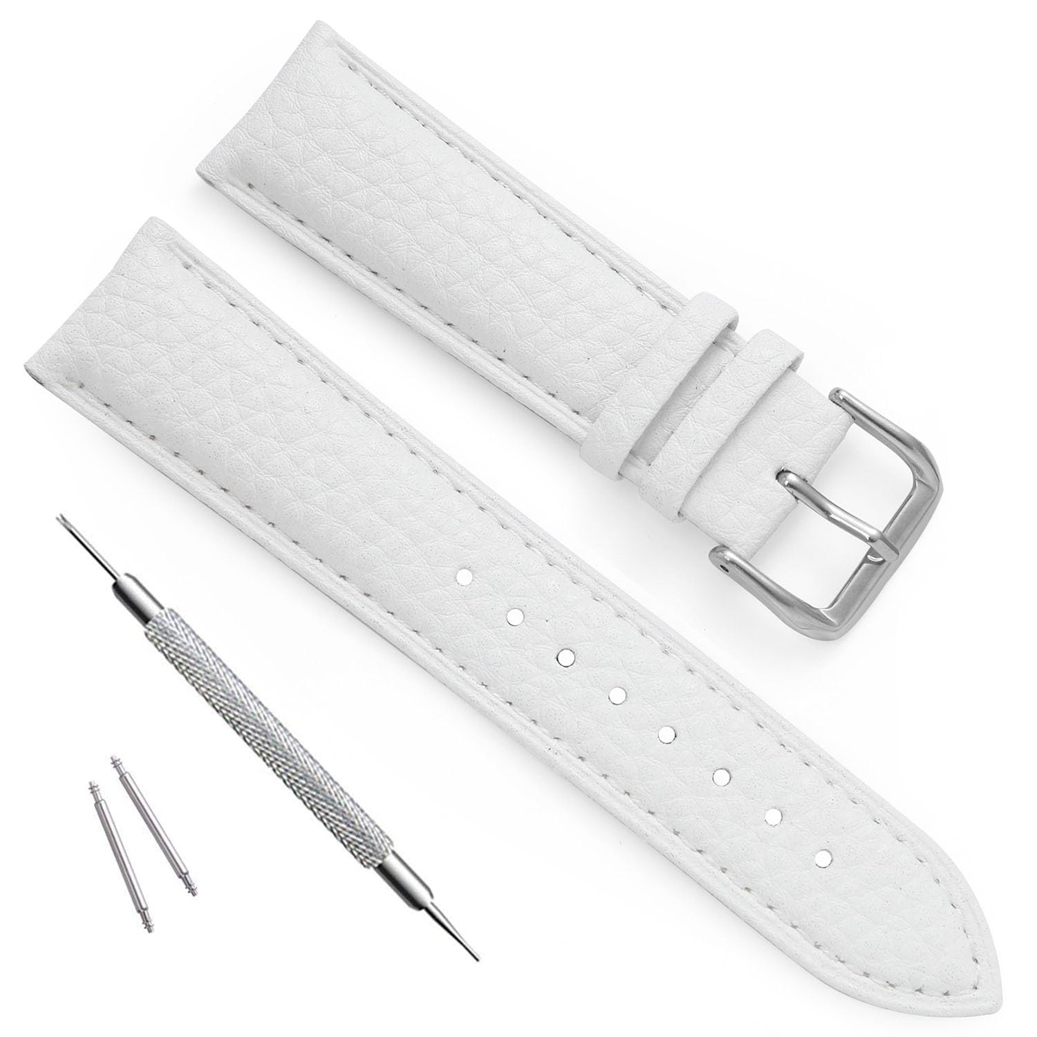 OliBoPo Handmade Vintage Replacement Leather Watch Strap/Watch Band (18mm, Lichee Pattern White) 1
