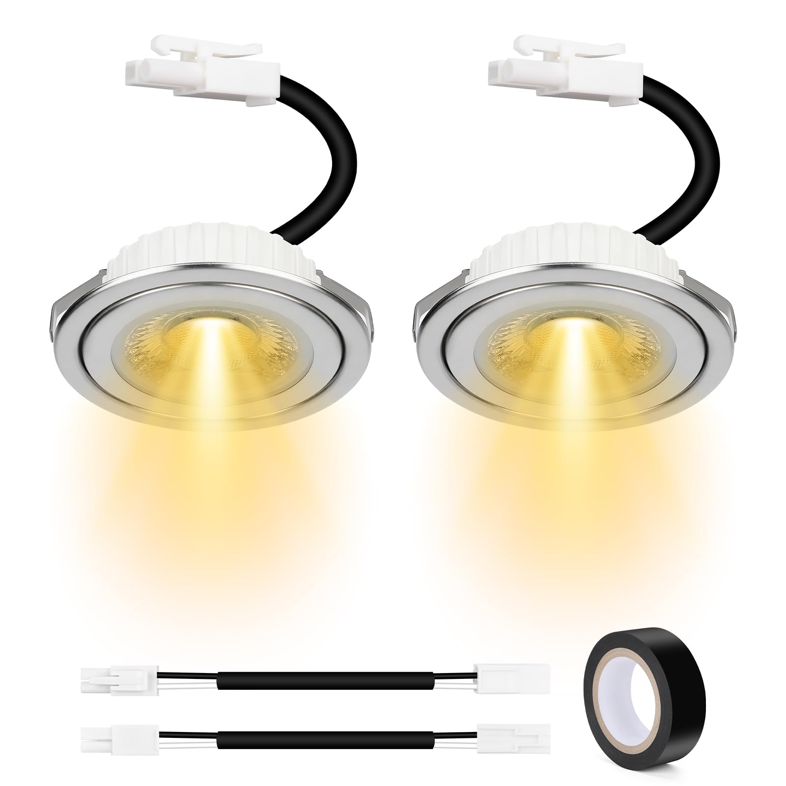ON-E01-32 Range Hood Light Bulbs Replacement, 12V DC 3W Cooker Hood LED Light Bulbs, Energy Efficient, Long Lifespan, Heat-Resistant Aluminum for Better Heat Dissipation, 3000K Warm Yellow, 2-Pack 1