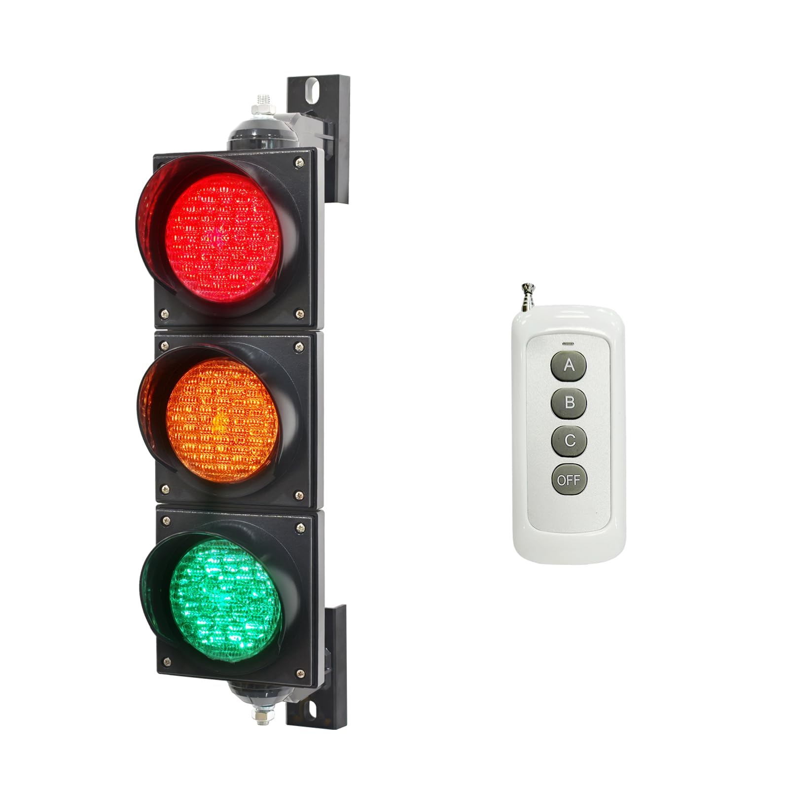 100-2 & 100-3 Traffic Light Bundle: 4Inch 100mm Stop/Go Light with Remote & Button Control, AC 85-265V, IP65 Waterproof LED Signal Lamp 1