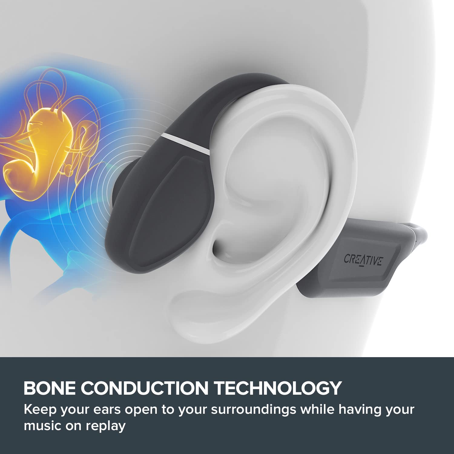 Creative Outlier Free Wireless Bone Conduction Headphones with Bluetooth 5.3, IPX5 Sweat and Water Splash Resistance, Multipoint Connectivity, Up to 10 Hours of Battery Life, Built-in Mic 2