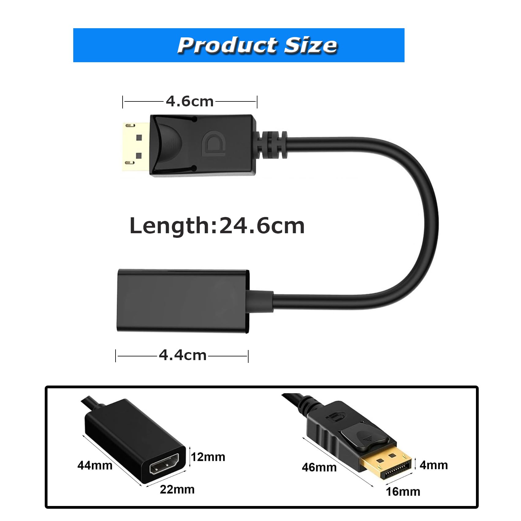 EasyULT DisplayPort to HDMI Adapter, 4K Resolution, Nylon Braided Non-Bidirectional DP to HDMI Ports Cable for TV, Thinkpad, HDTV, Monitor, Projectors, Laptops 4