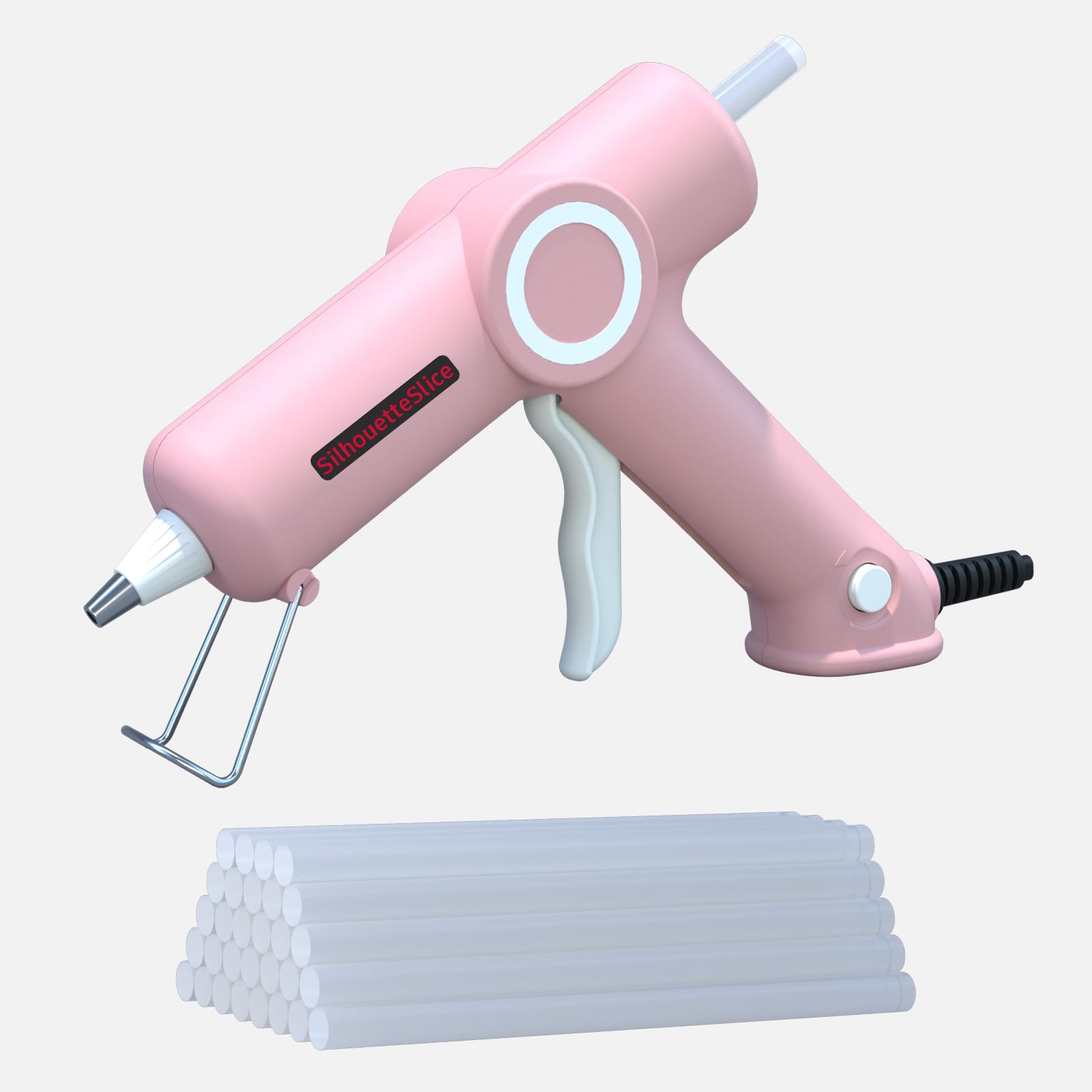 SilhouetteSlice 20W pink Hot Glue Gun Kit with 30 Clear Glue Sticks AC-Powered DIY Projects Home Repairs Fast Heating Drip-Free Precision Tool Set (Series HJ047) 1