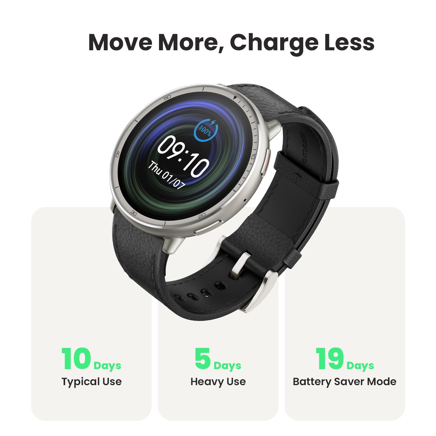 Amazfit Active 2 Premium Smart Watch Fitness Tracker (Round) for Android & iPhone, 10 Day Battery, Water Resistant, GPS Maps, Heart & Sleep Monitor, HYROX Mode, Sapphire Glass, Leather + Sport Strap 4