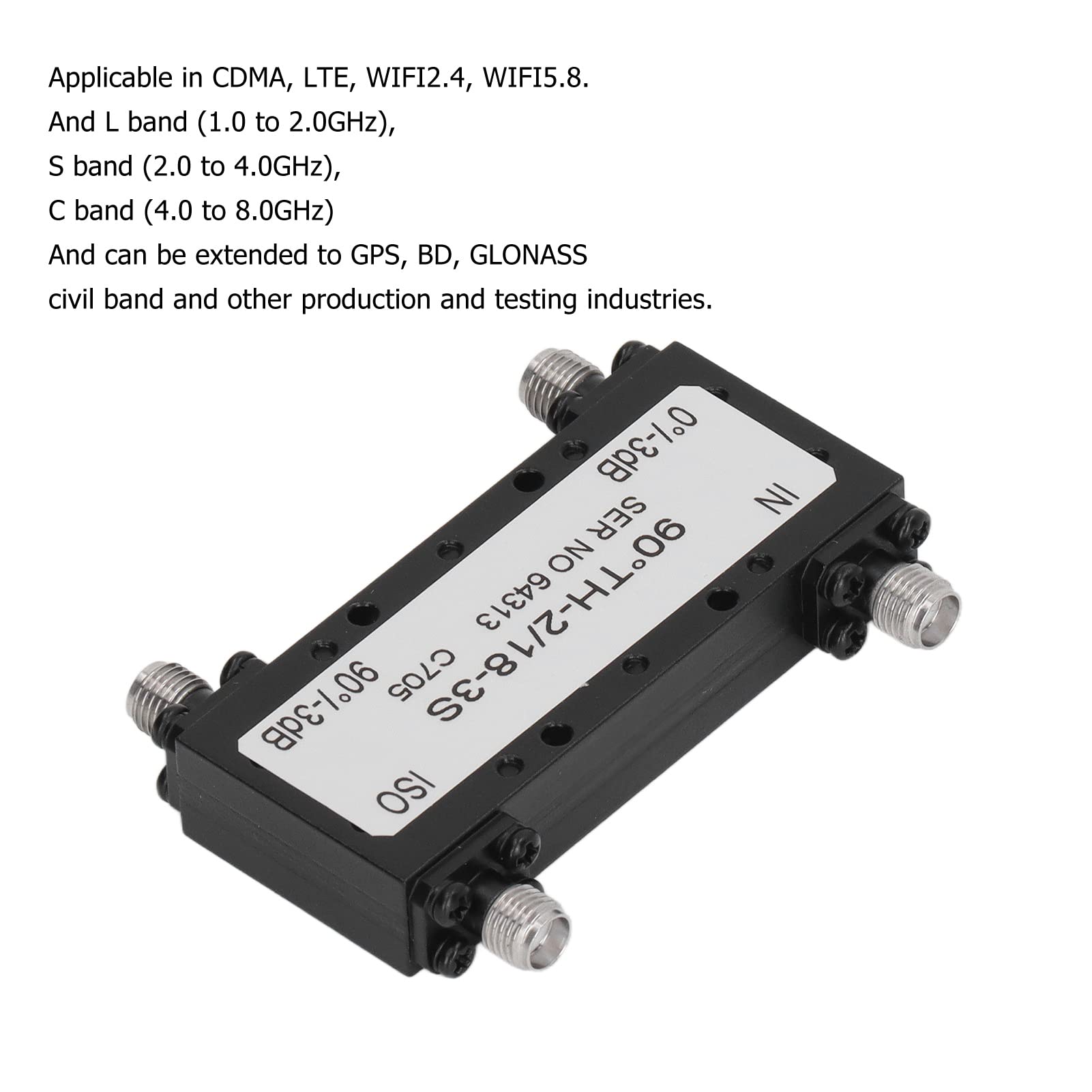 Microstrip 3dB Bridge, Stable Easy to Install Aluminium Alloy Rugged Black 3dB Bridge Coupler Lightweight for LTE 3