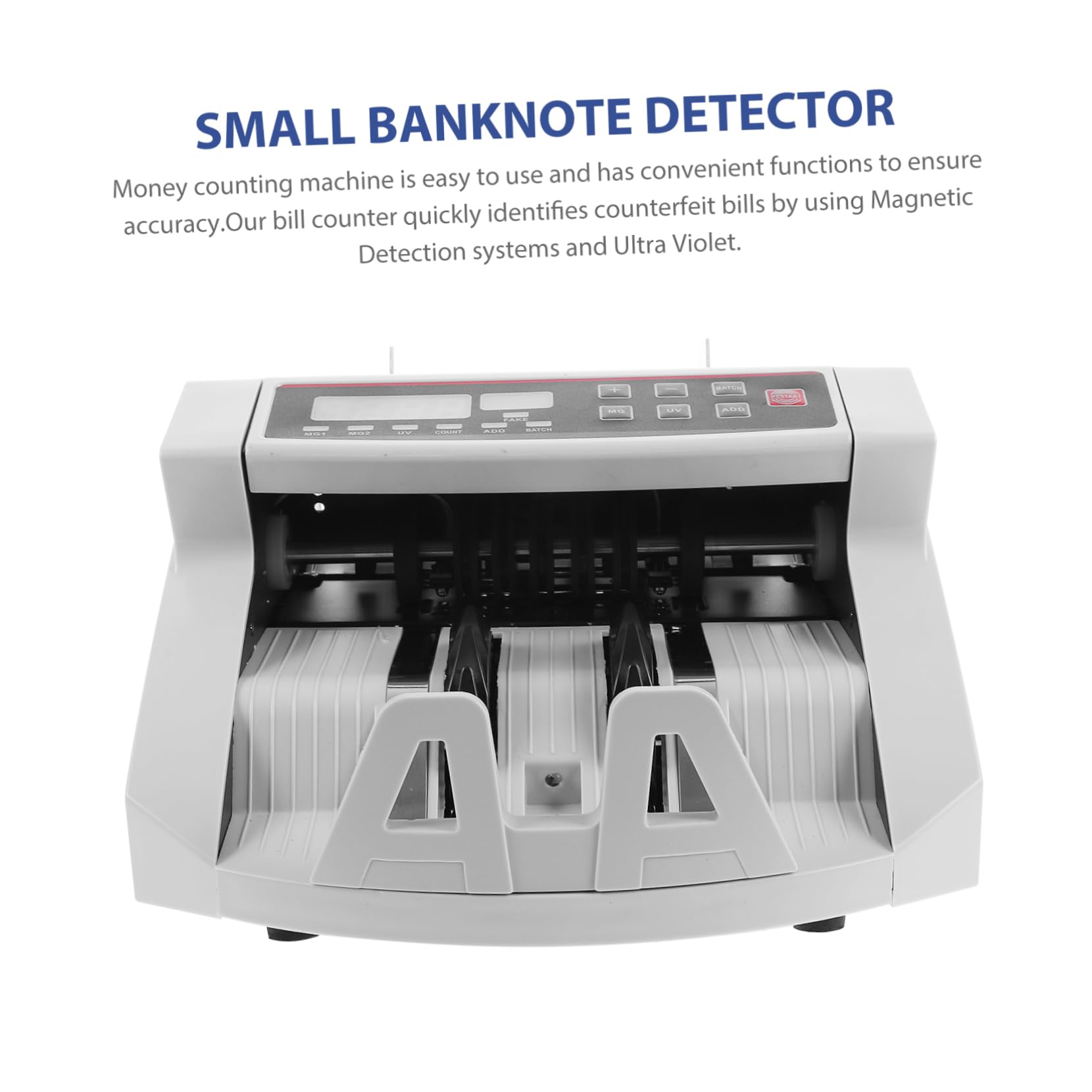 GRIRIW Money Counter Currency Detector Money Cash Currency Machine Bill Counter Cash Register Bank Checker Money Counting Machine Bill Detector Machine Cash Checker White Plastic 3