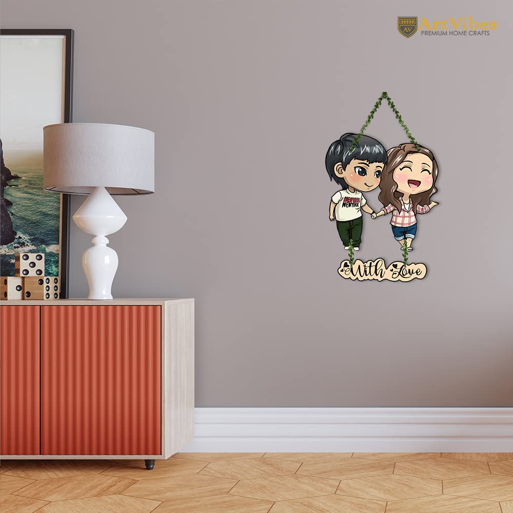 Artvibes Couple Wall Hanging For Home Decor | Couple Gifts For Valentine's Day | Items For Girlfriend Boyfriend Husband Wife | Livingroom Decoration | Art Piece For Bedroom (Wh_8306N) (Multi 12) 5