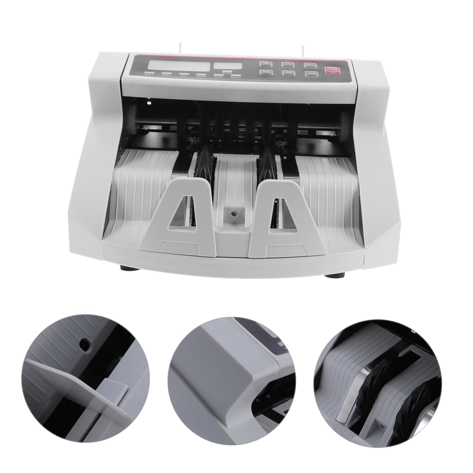 GRIRIW Money Counter Currency Detector Money Cash Currency Machine Bill Counter Cash Register Bank Checker Money Counting Machine Bill Detector Machine Cash Checker White Plastic 4