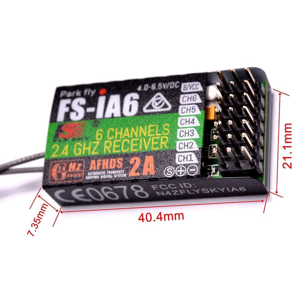 Flysky FS-IA6 2.4GHz 6CH Channels RC Receiver Neutral Plastic PPM Output with iBus Port with Double Antenna for FS FS-i4 i6 i10 GT2E GT2F GT2G Transmitter RC210 (3pcs FS-IA6) 4