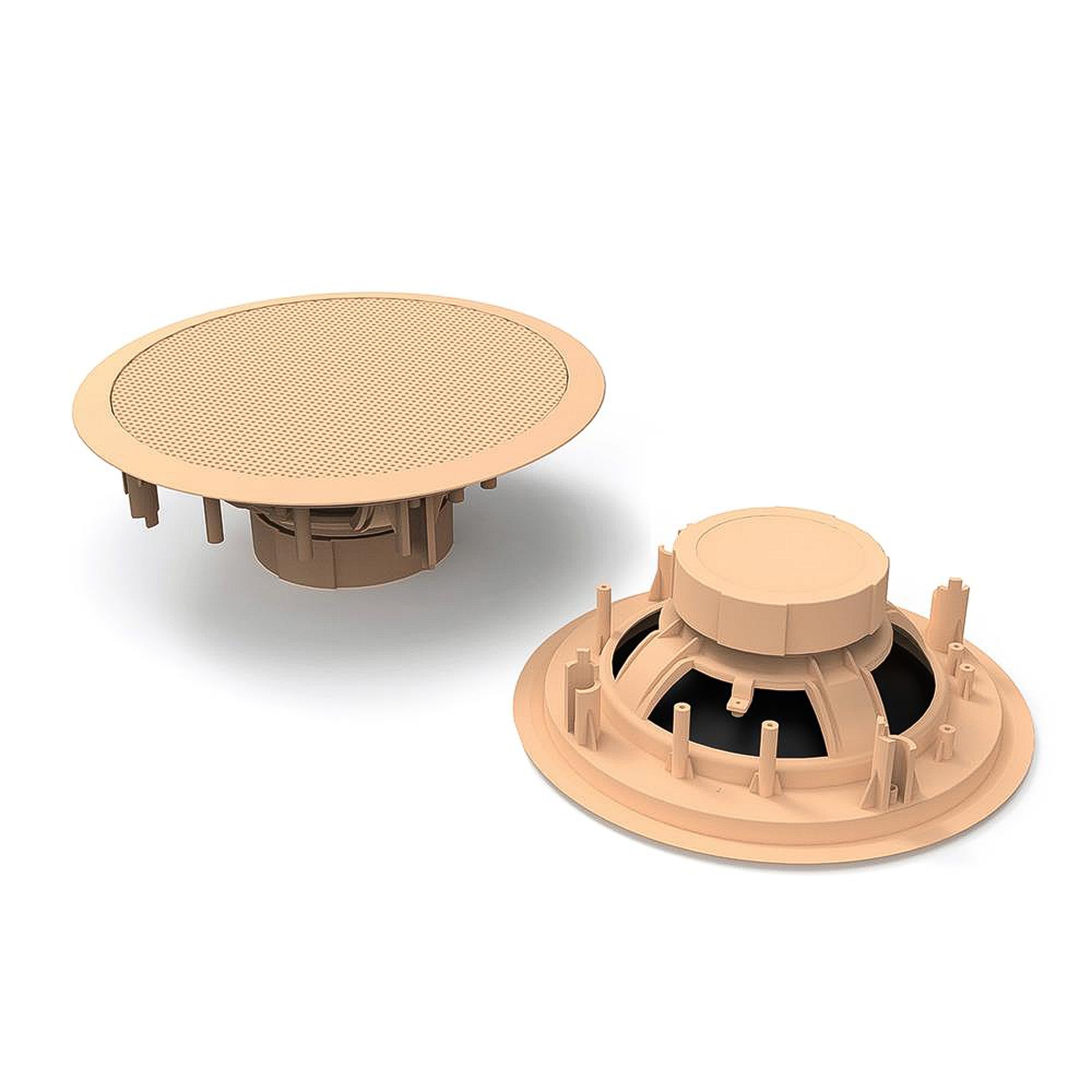 Pyle 1 Pair Speakers, 200W 6.5" Flush Mount in Wall/in Ceiling Speakers with Spring-Loaded Terminals, PDIC Series, Tan 1