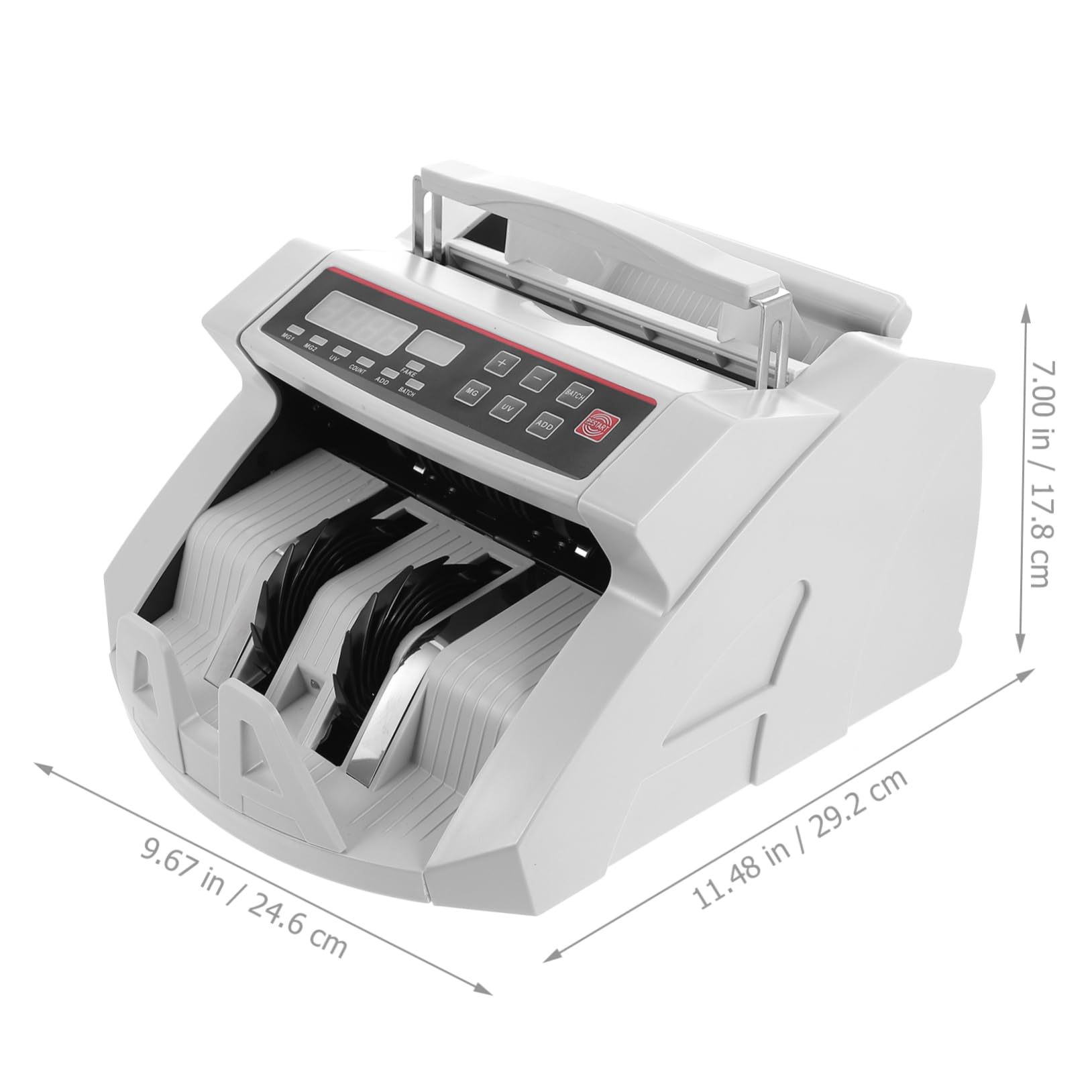 VILLFUL Money Counter Money Cash Currency Machine Money Detector Bill Counting Machine Electronic Cash Register Money Value Counter and Sorter Currency Detector Bill Counter Plastic White 6