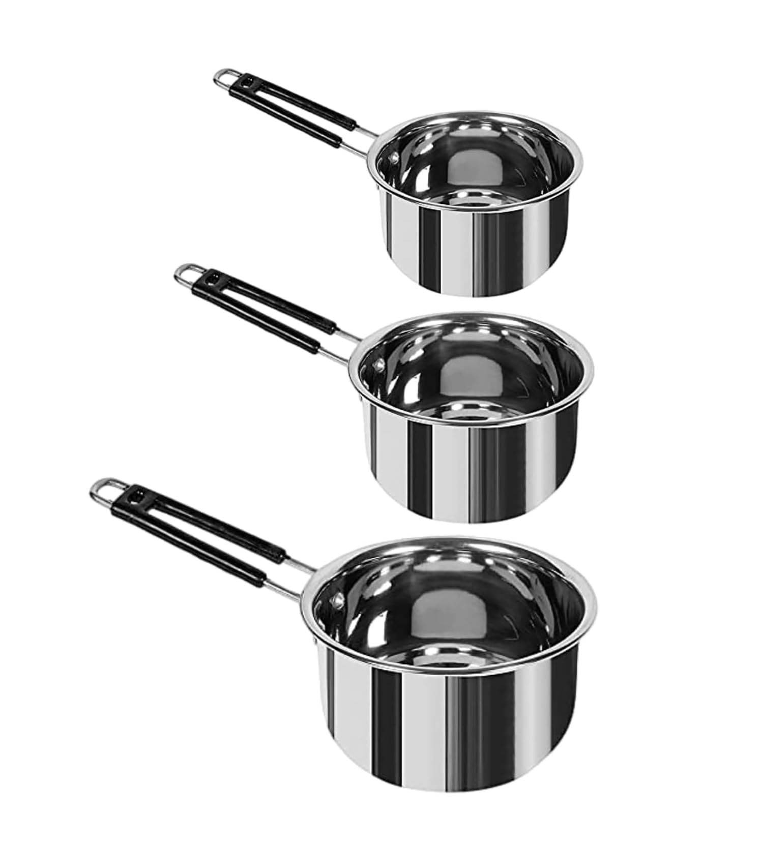 LUSTRE KITCH Heavy Stainless Steel Bottom Tea Pot Pan, Tapeli, Patila, Sauce Pan with Handle for Kitchen (Flat Bottom, Combo Set of 3) 1