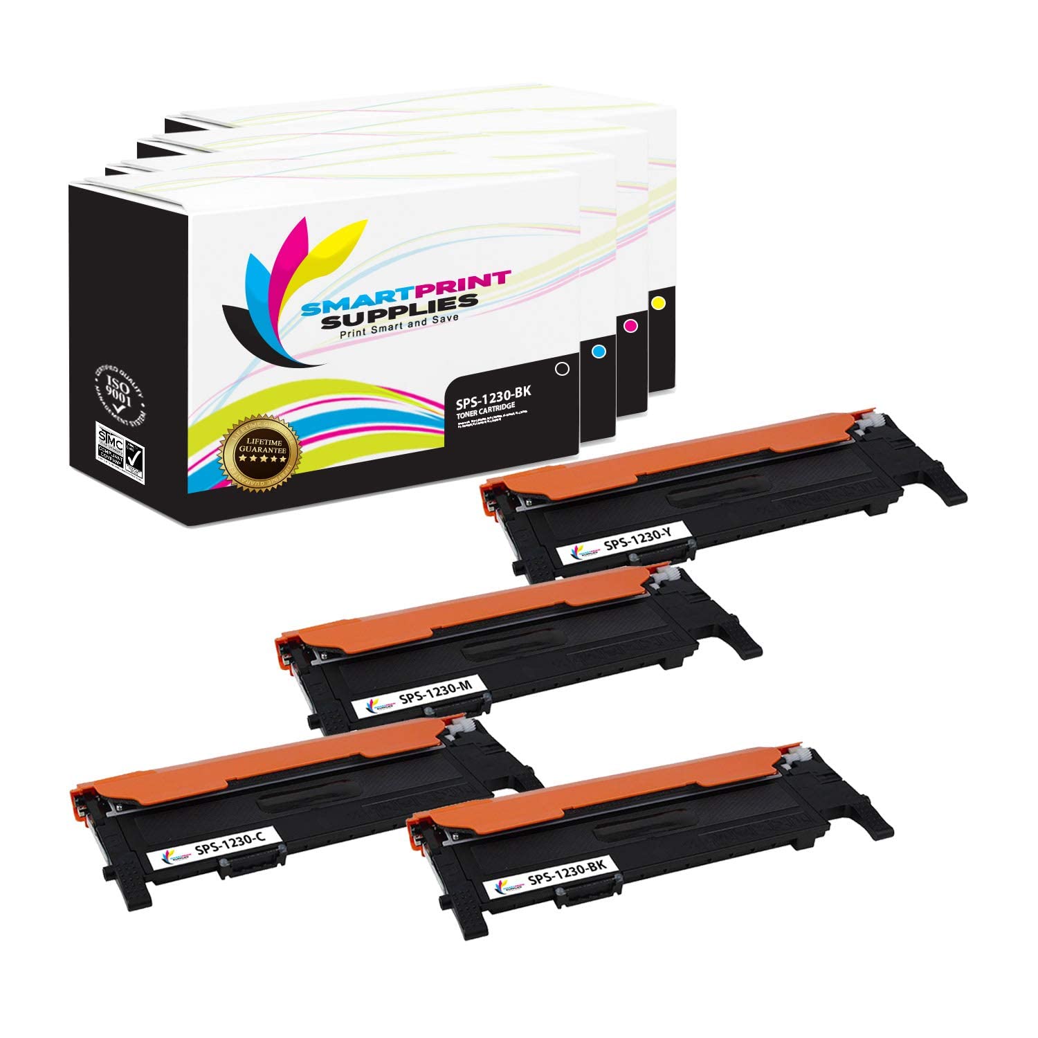 Smart Print Supplies Compatible 1230C 1235CN Toner Cartridge Replacement for Dell 330-3012 330-3015 330-3014 330-3013 Printers (Black, Cyan, Magenta, Yellow)- 4 Pack 1
