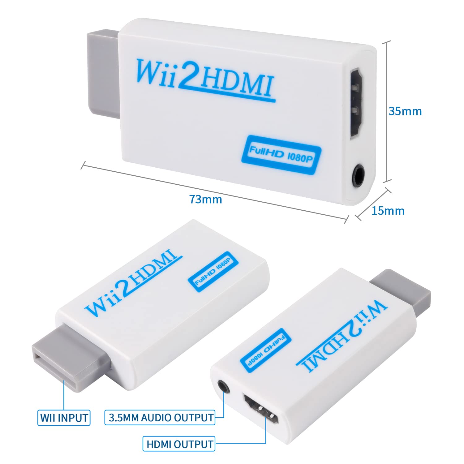 Aokin Sensor Bar and Wii to HDMI Converter for Wii, Wii to HDMI Adapter and Wired Infrared Ray Sensor Bar for Nintendo Wii, Includes 1.5m/4.9feet HDMI Cable 3