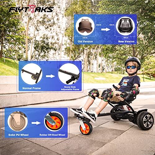 Flytraks K2 Hoverboard Go Kart with Rear Shock Absorption, Hoverboard Seat Attachment Accessory for 6.5" 8" 10" Hover Board, Adjustable Frame Length & Off-Road Rubber Wheel 5