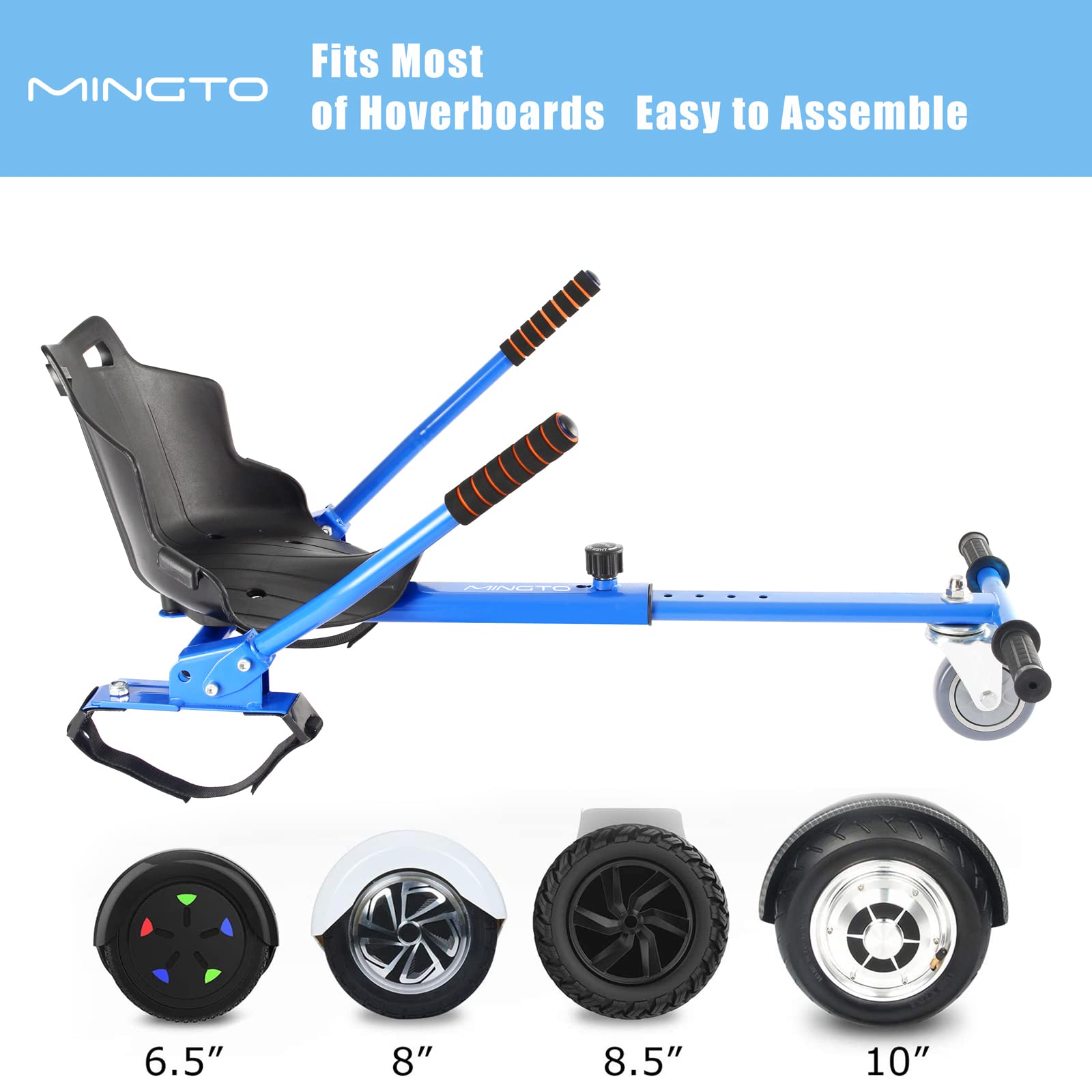 mingto Hoverboard Seat Attachment- Go Kart Adjustable Frame Length Hoverboard Attachment for 6.5" 8" 10" Hoverboard Self Balancing Scooter & Ideal Gift for Kids&Adults 3