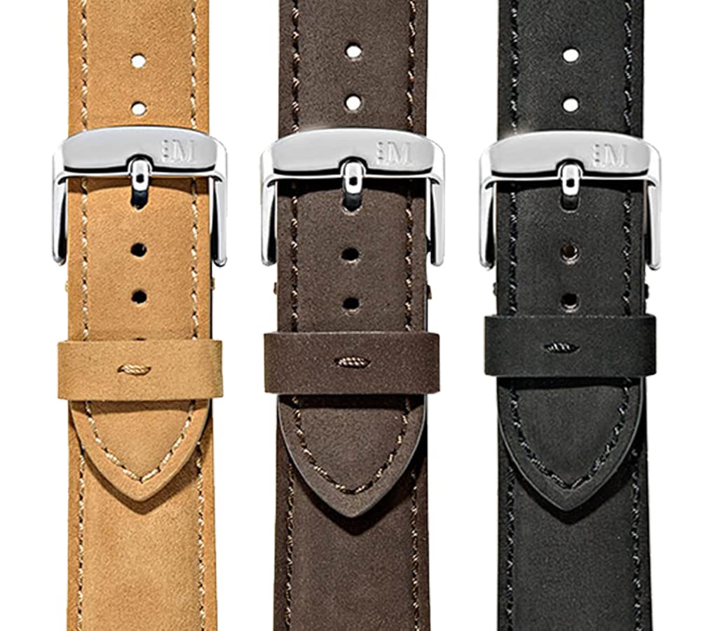 Morellato Bernini Genuine Nubuck Leather Watch Strap - Light Brown - 18mm - Chrome-Plated Stainless Steel Buckle - MANUFATTI Collection 5