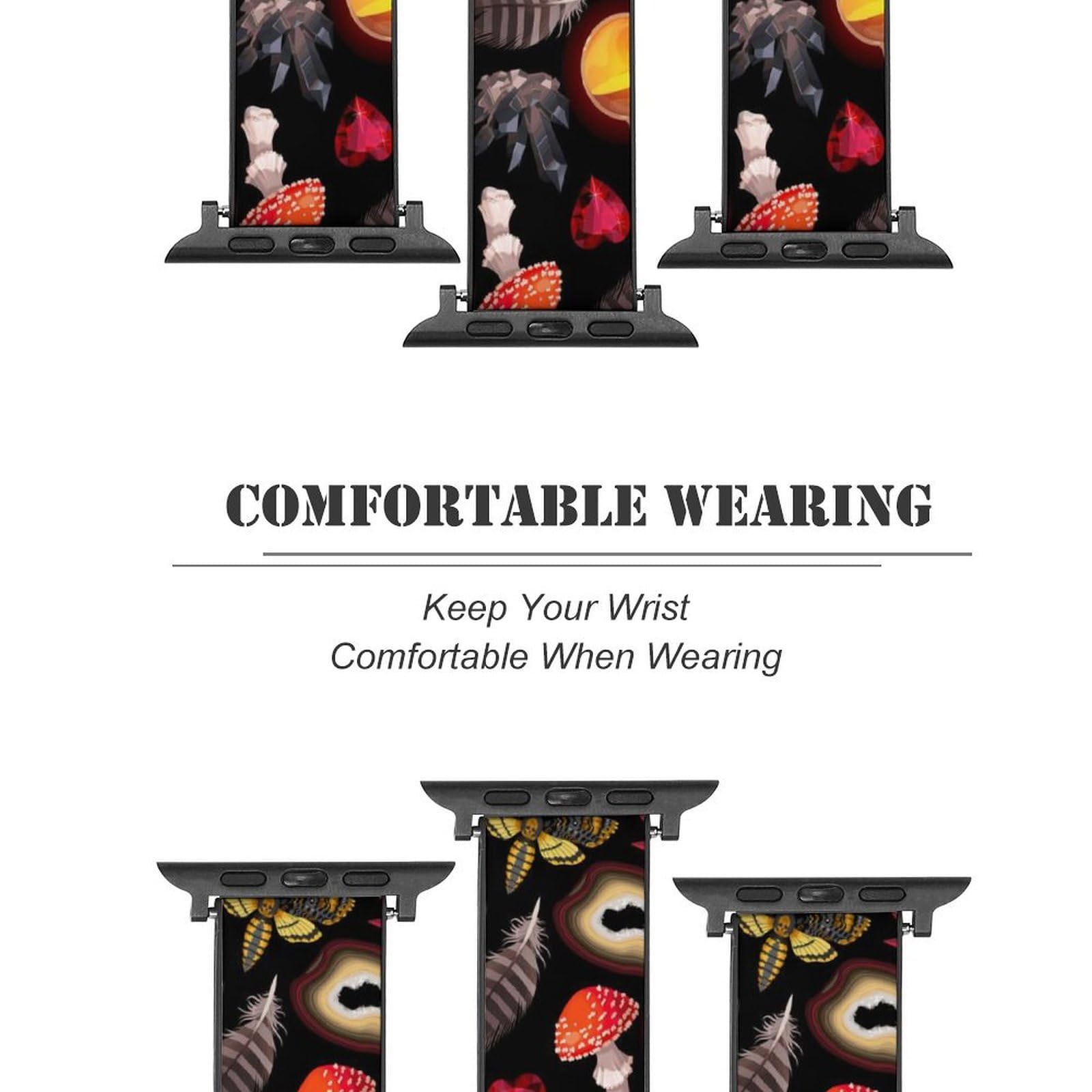 Sport Band Compatible with Apple Watch Bands 42mm 44mm for Women Men Witch Witchy Goth Magic Mushrooms Replacement Strap Band for iWatch Series 5 4 3 2 1 6