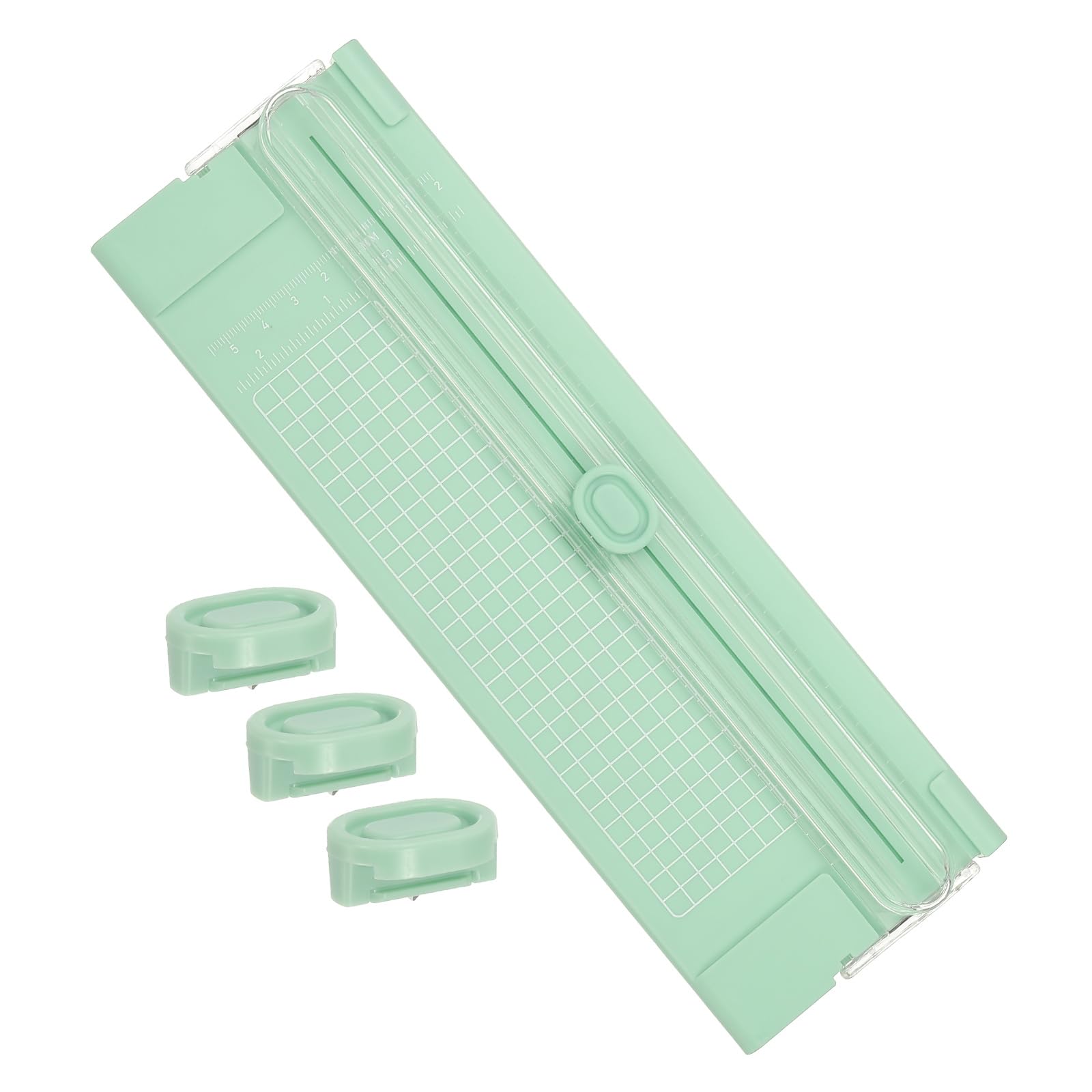 PATIKIL Paper Cutter Trimmer, A4 Straight Small Portable Paper Slide Paper Slicer with Safe-Guard for Craft Cardstock Label Card, Scrapbook Photo, Green, with 3 Blade 1