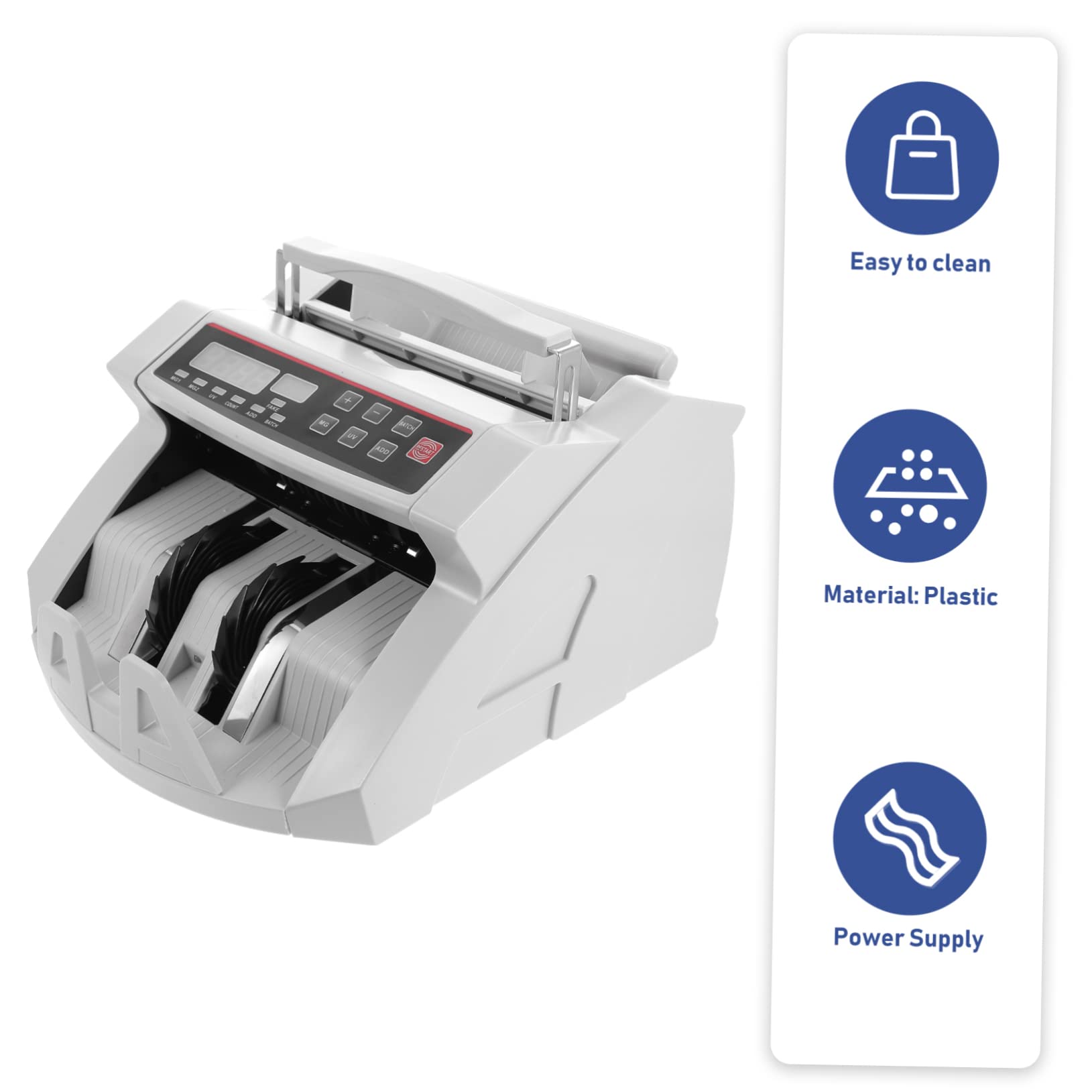 GRIRIW Money Counter Currency Detector Money Cash Currency Machine Bill Counter Cash Register Bank Checker Money Counting Machine Bill Detector Machine Cash Checker White Plastic 5