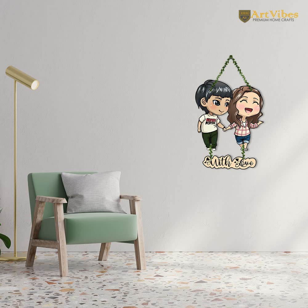 Artvibes Couple Wall Hanging For Home Decor | Couple Gifts For Valentine's Day | Items For Girlfriend Boyfriend Husband Wife | Livingroom Decoration | Art Piece For Bedroom (Wh_8306N) (Multi 12) 4