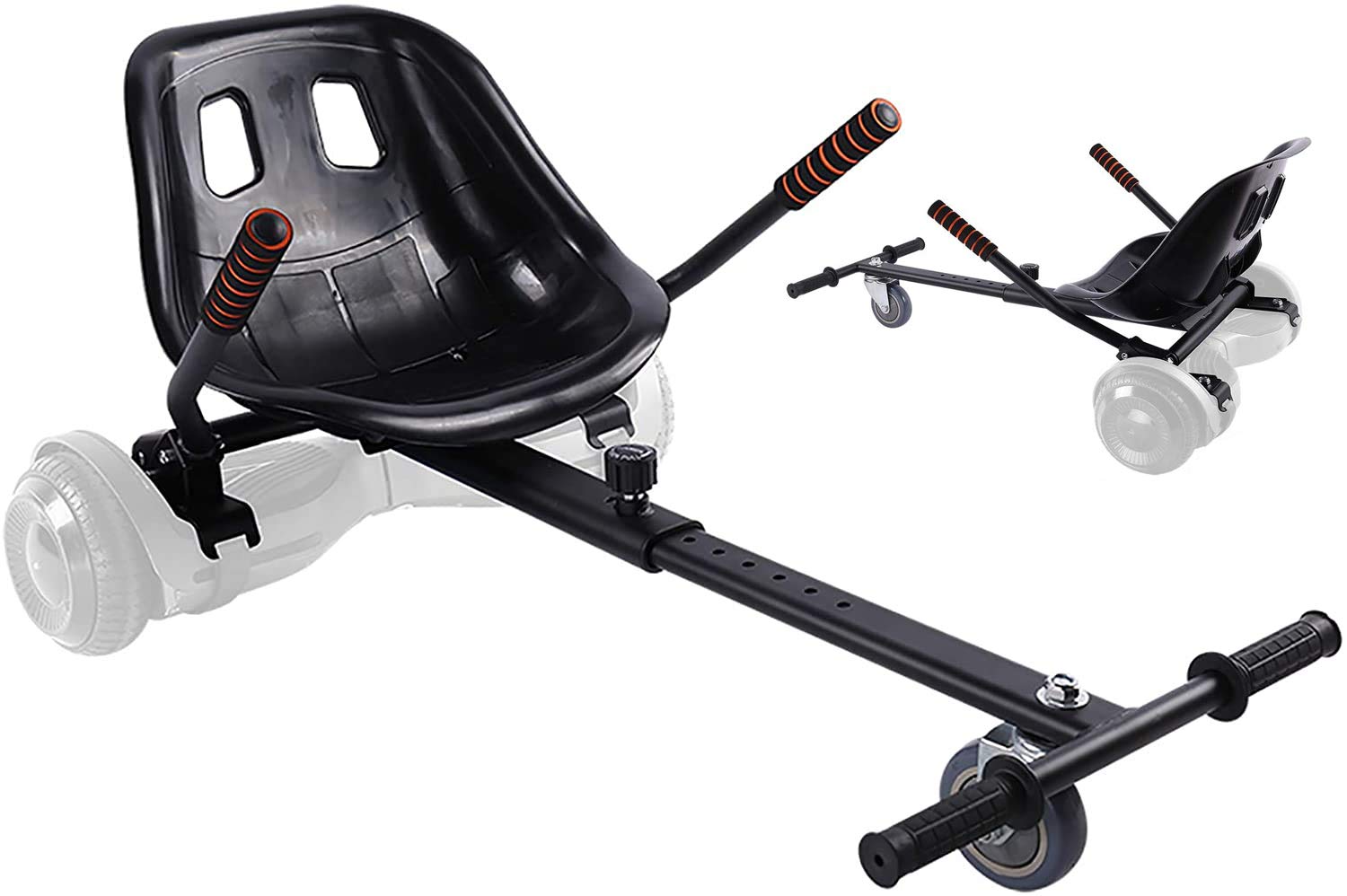 Hoverboard Go Kart Seat Attachment, Hover Go Kart Buggy, Conversion Kit Transform Hoverboard into Go Kart, Adjustable Heavy Duty Frame, Fits Kids and Adults, Compatible for 6.5", 8", 10" (Black) 1