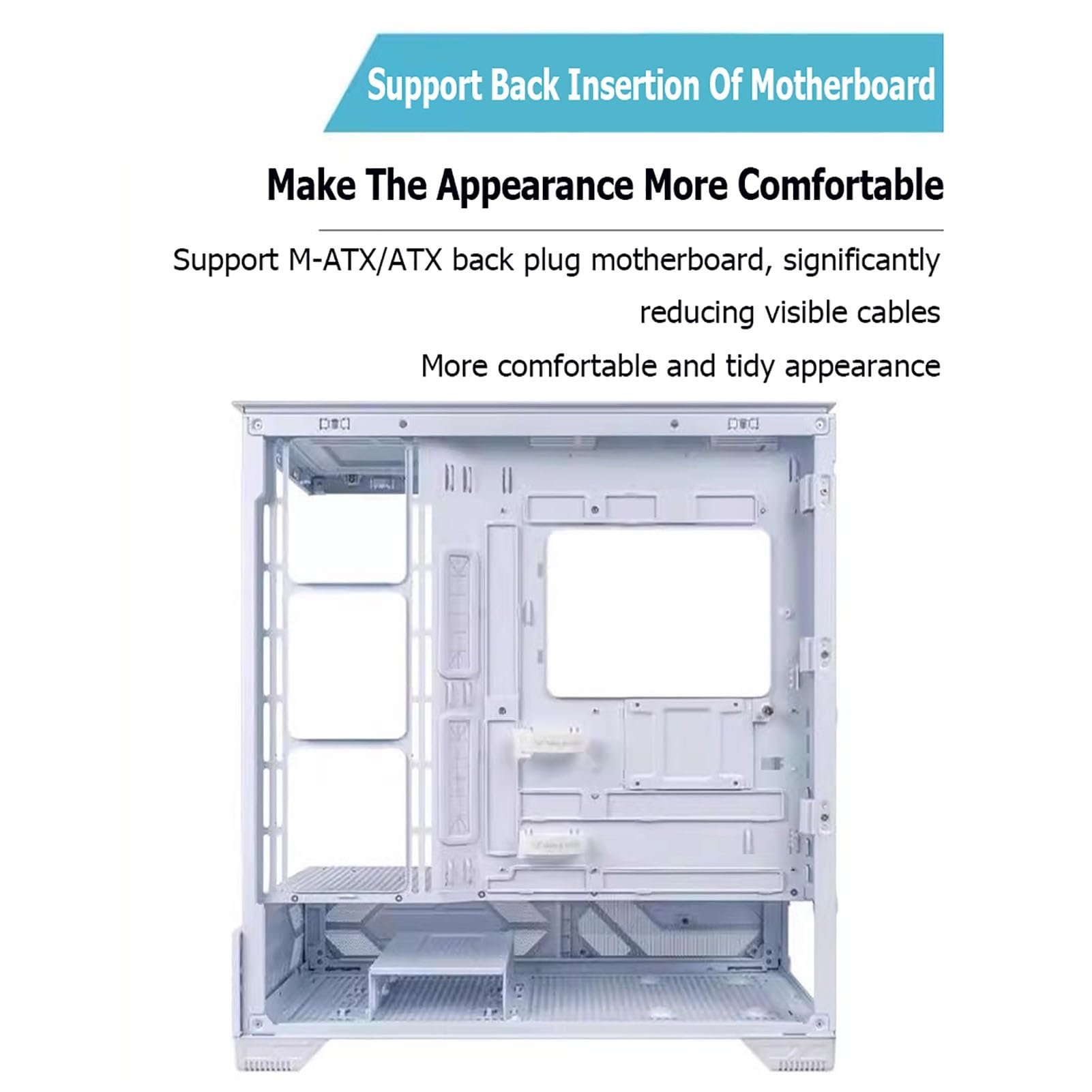 Computer Cases,Mid-Tower PC Gaming Case M-ATX/ATX/ITX - Front I/O USB 3.0 /Type-C Port - 270 ° Panoramic View Tempered Glass Panel - Can Be Customized Privately 4