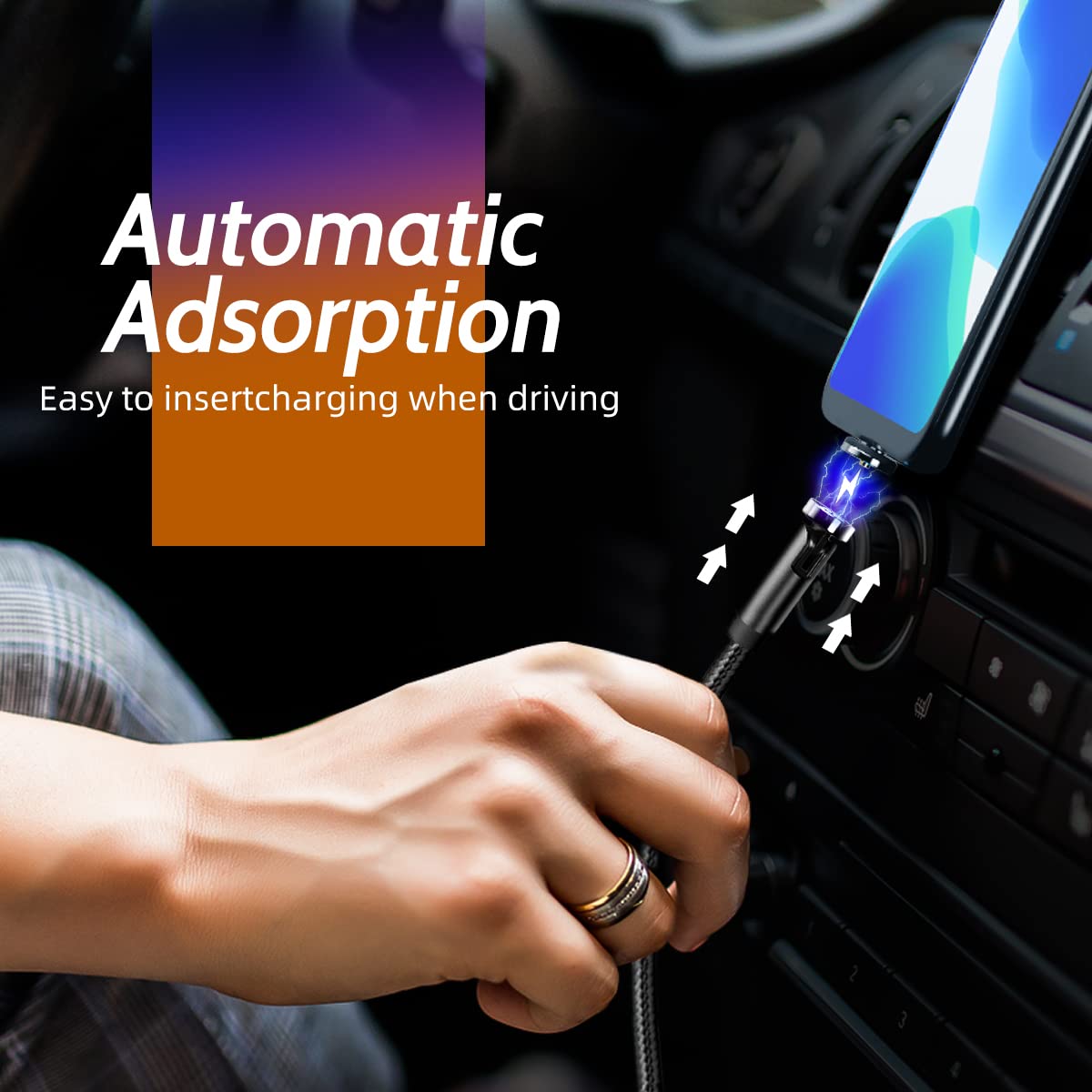 540° Rotating Magnetic Charging Cable (4 Pack 3/3/6/6ft) USB C Magnetic Phone Charger Cable 3 in 1 2.4A Fast Charge Cord for iPhone Samsung Moto Oneplus Android Tablet TWS Earbuds Gamepad 3