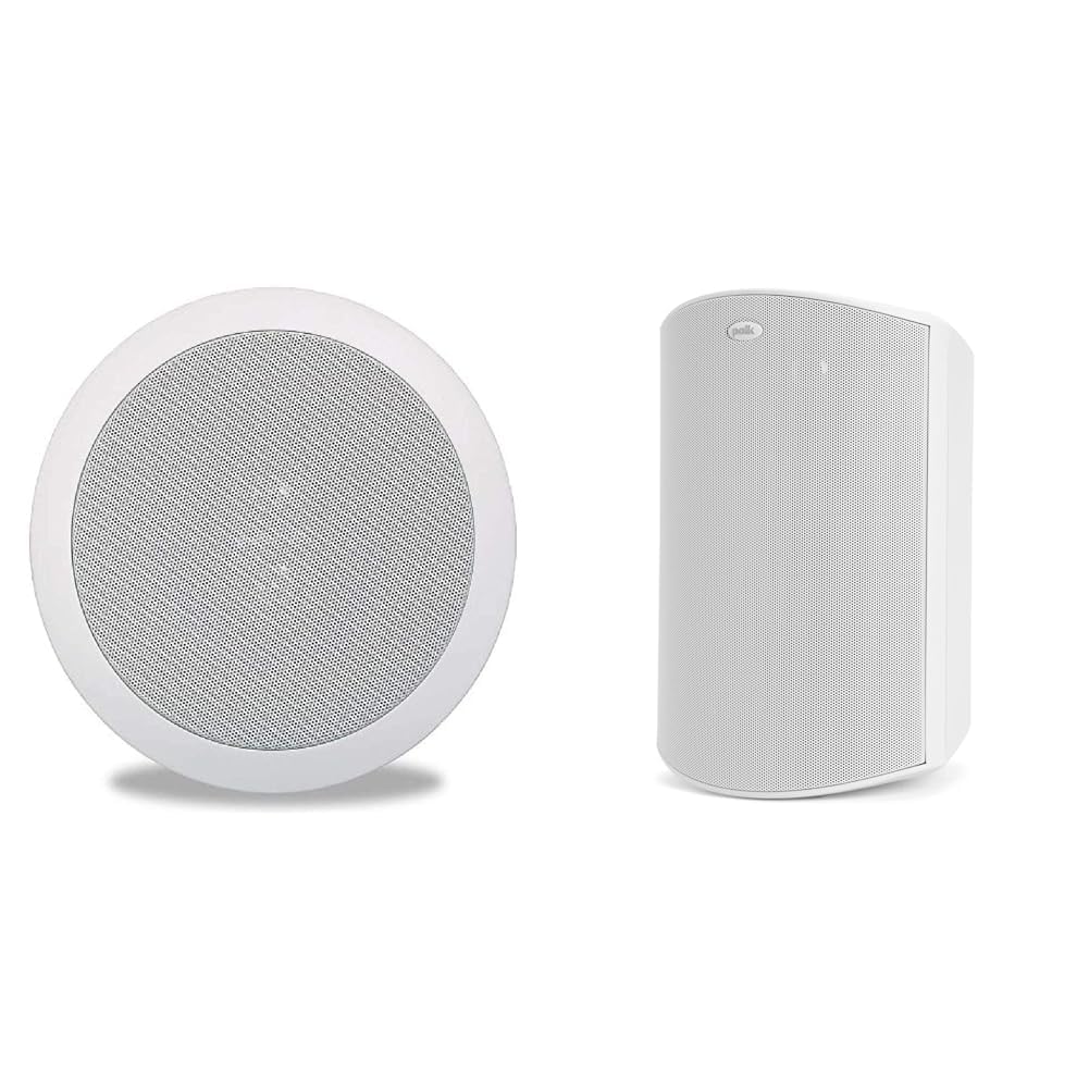 Polk Audio RC6s in-Ceiling 6.5" Stereo-Speaker | Dual Channel from a Single Location & Atrium 8 SDI Flagship Outdoor Speaker (White) 1