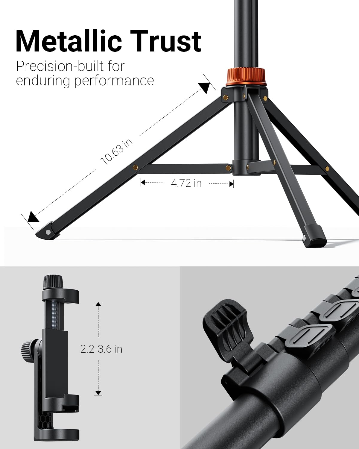 VIMOSE 66" Phone Tripod, Tripod for iPhone with Remote & Phone Stand, Extendable Cell Phone Tripod for Video Recording, Ultimate Tripod & Monopod Accessories for iPhone/Android, Clamp Mount 3