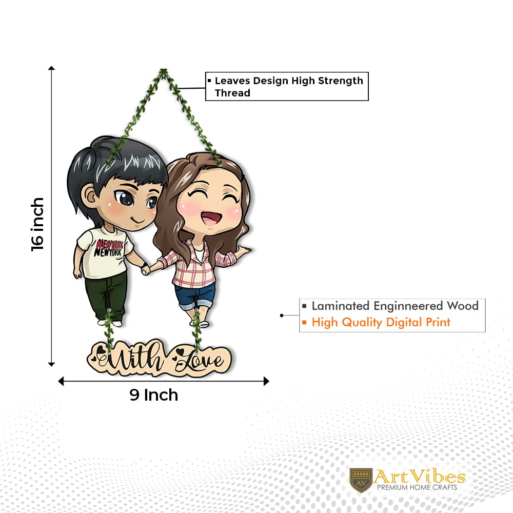 Artvibes Couple Wall Hanging For Home Decor | Couple Gifts For Valentine's Day | Items For Girlfriend Boyfriend Husband Wife | Livingroom Decoration | Art Piece For Bedroom (Wh_8306N) (Multi 12) 6