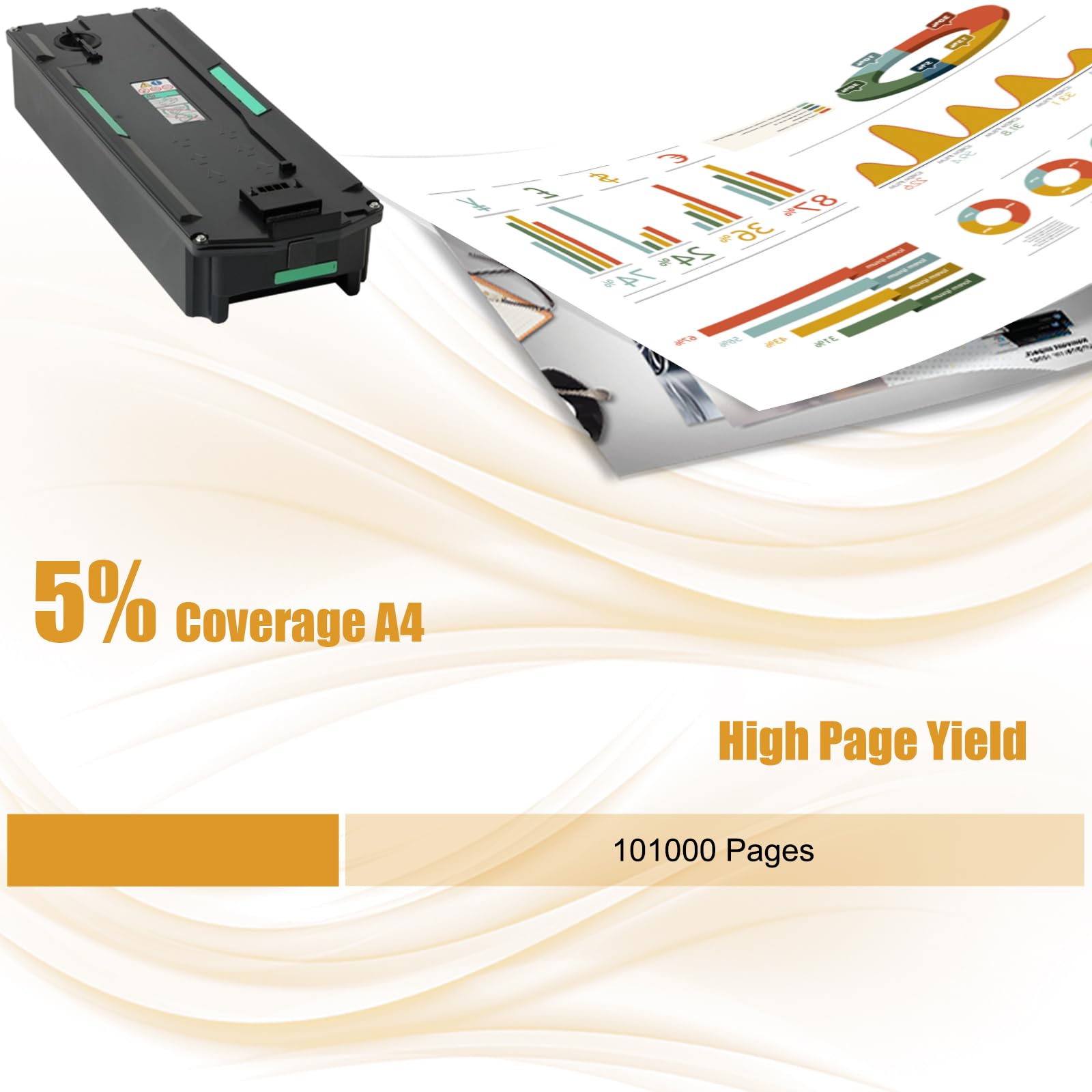 Wondrx Waste Toner Bottle Compatible with Ricoh IM C2000 C2500 C2510 C3000 C3010 C3500 C3510 C4500 C4510 C6000 C6010, 418425 D0BQ-6400 D0BQ6400 Toner Collection High Yield 101000 Pages (4 Pack) 4