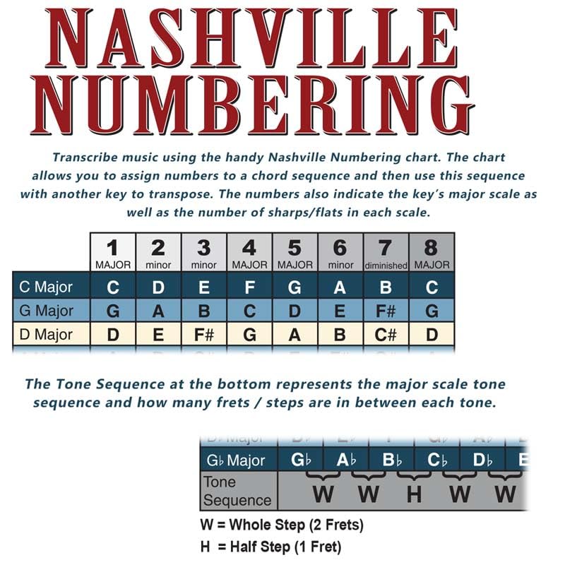 A New Song Music Laminated 4 String Bass Fretboard Notes Chart Nashville Number System & Circle of 5ths Easy Instructional Poster for Beginner for Notebook 2024-8.5" x 11" 6