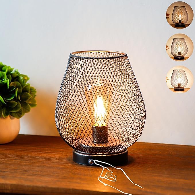 JHY DESIGN Dimmable Touch Bedside Table Lamp Set of 2 Rechargeable Battery Powered Lamp with LED Bulb Cordless Accent Light for Weddings Parties Patio Events Indoors Outdoors(Metal Base, Bronze Egg) 5