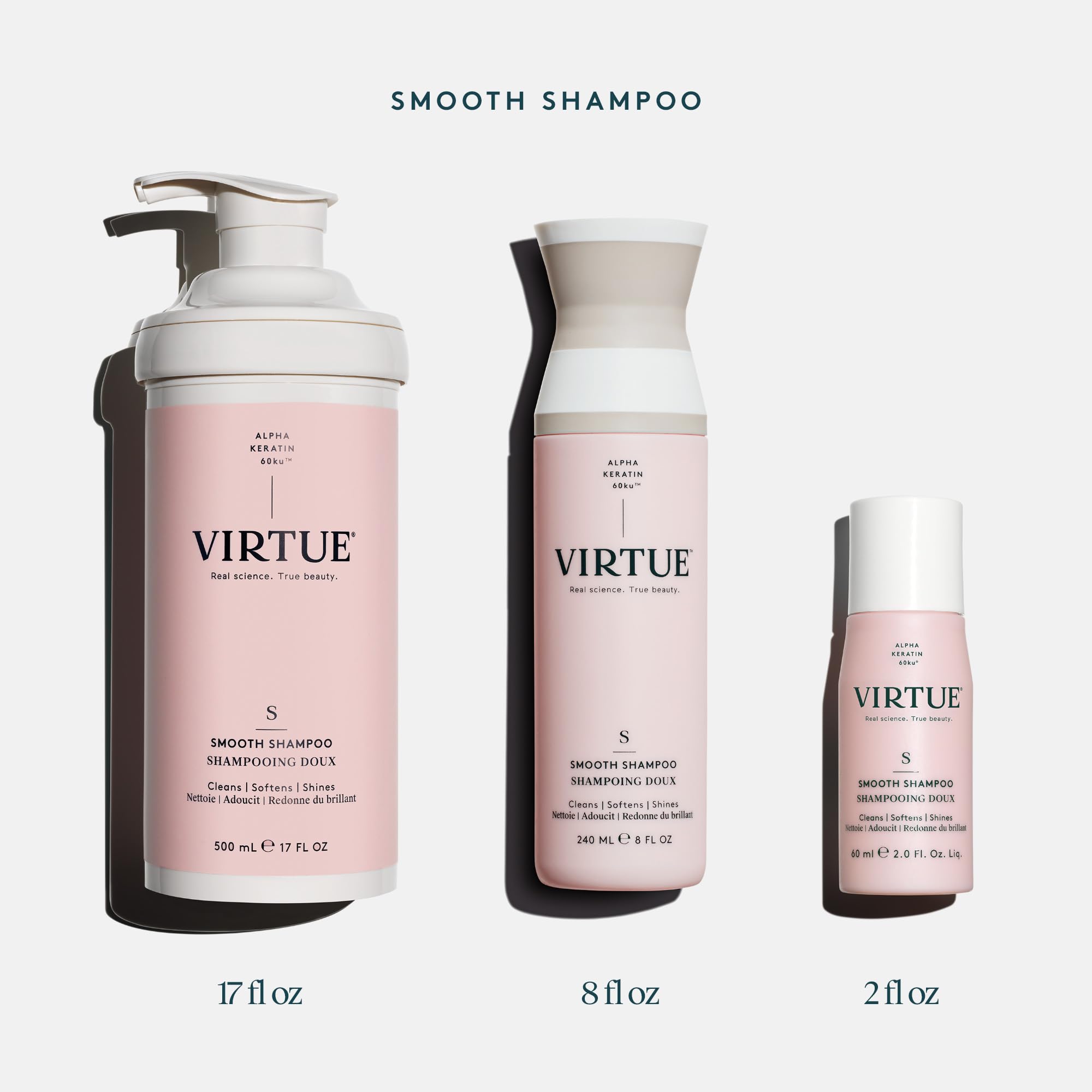 VIRTUE Smooth Sulfate Free Shampoo for Frizz Control for Curly Hair, Safe for All Hair Types, Color Safe 6