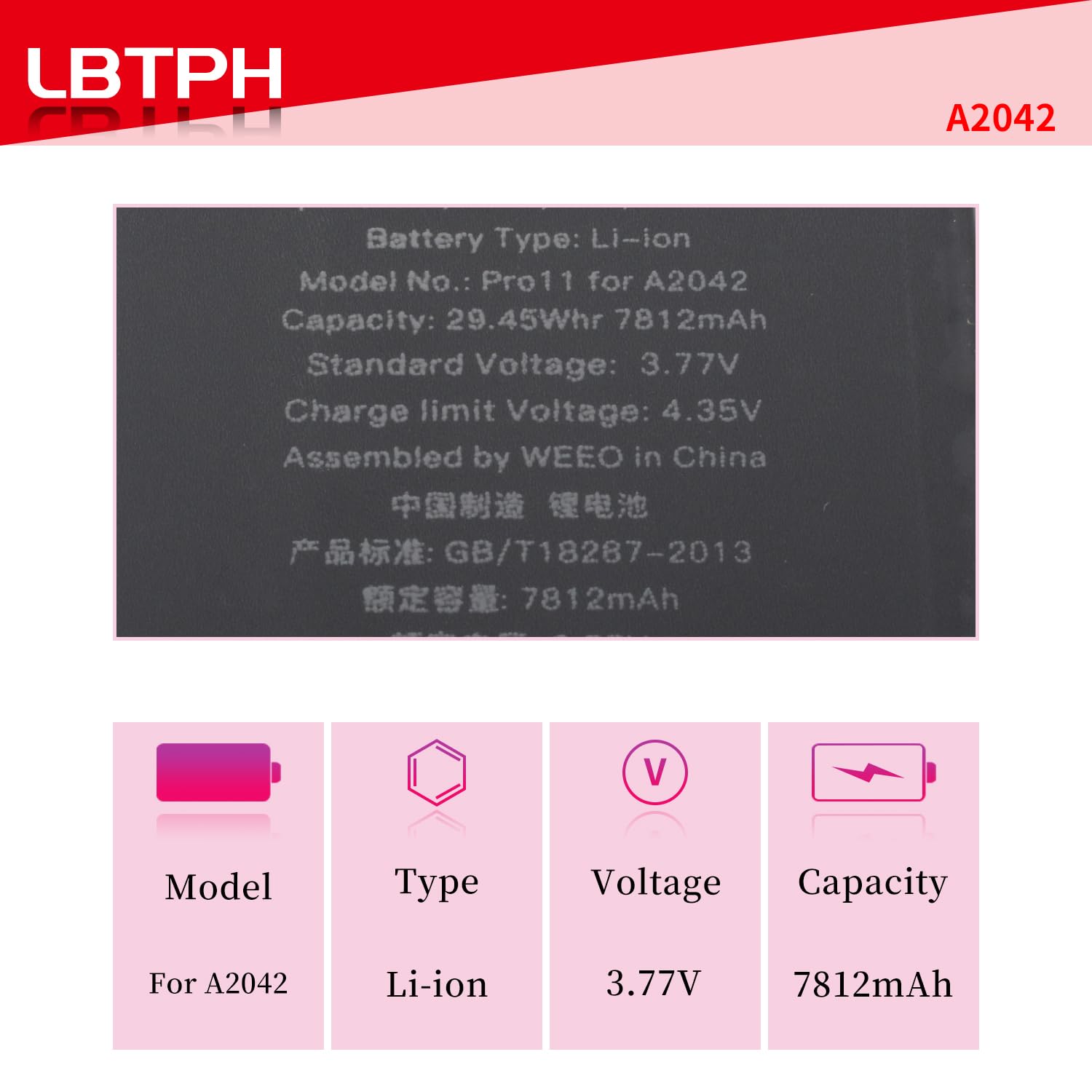 New A2042 Battery Replacement Compatible for iPad Pro 11 2018 1st A1934 A1979 A1980 A2013 A2042/EMC 3222 3221 LTE GSM WiFi Cellular Series 3.8V 29.26Wh 7700mAh with Repair Tools kit 3