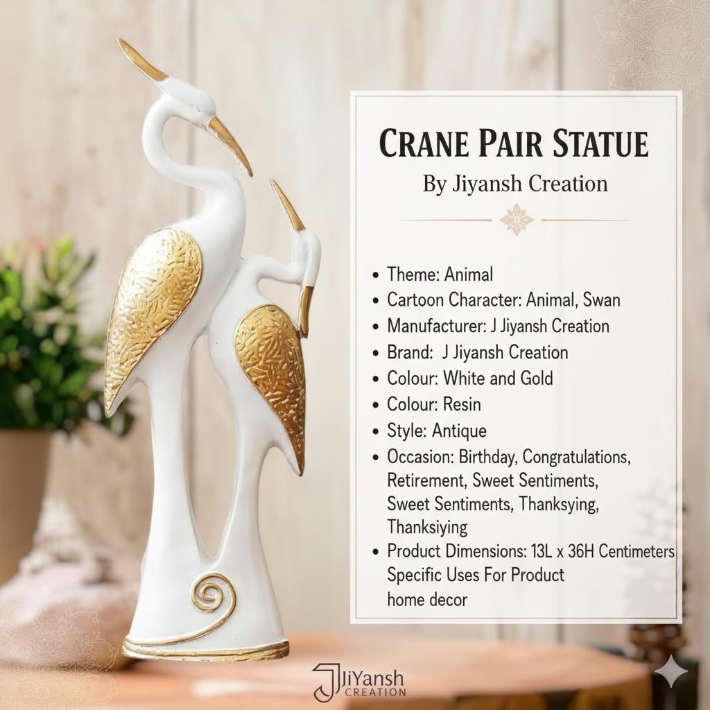 J JIYANSH CREATION Lucky Kissing Duck Swan Pair Showpiece for Home Decor | Living Room (White) 5