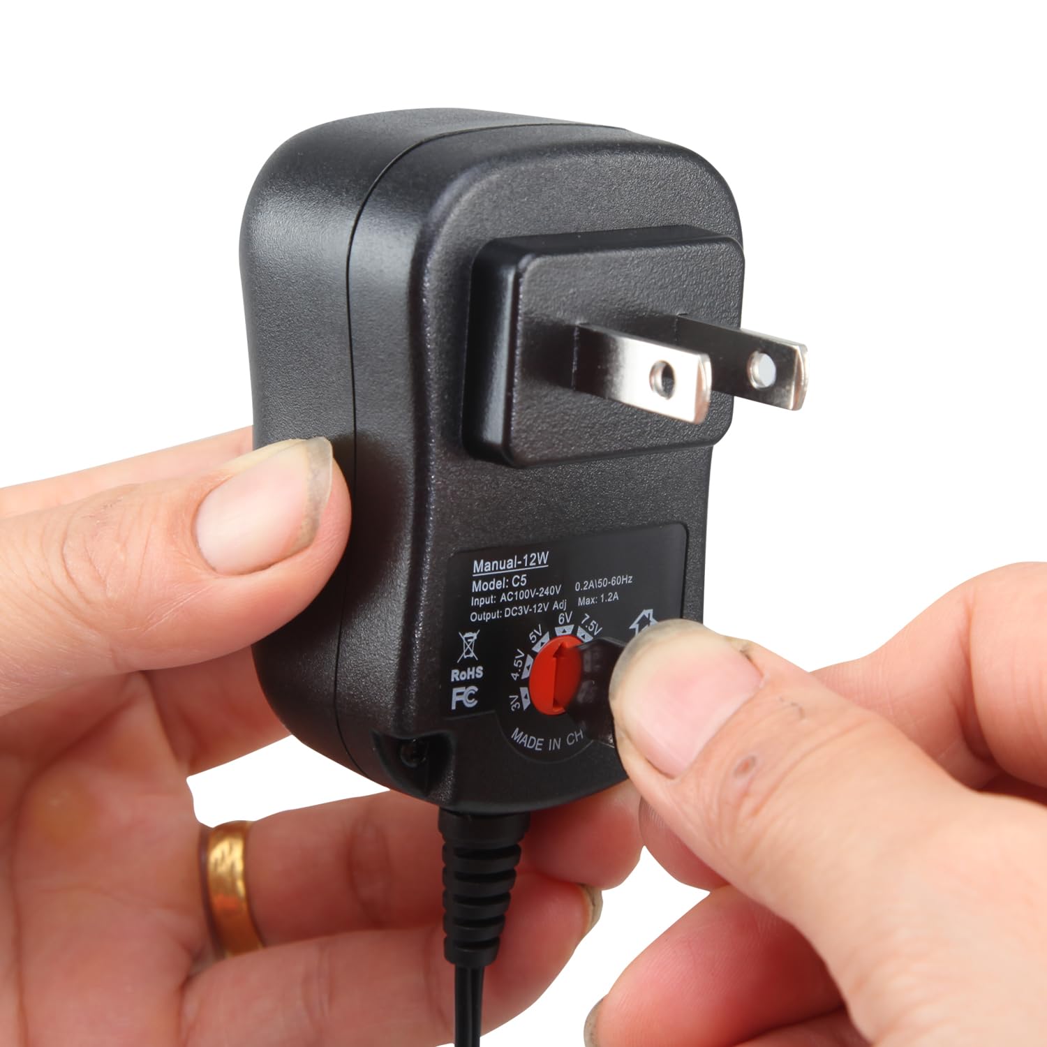 Universal Battery Eliminator Kit, 12W AC Power Supply Adapter with Adjustable Voltage, 7 Rechargeable Batteries Compatible Set (AA) 5