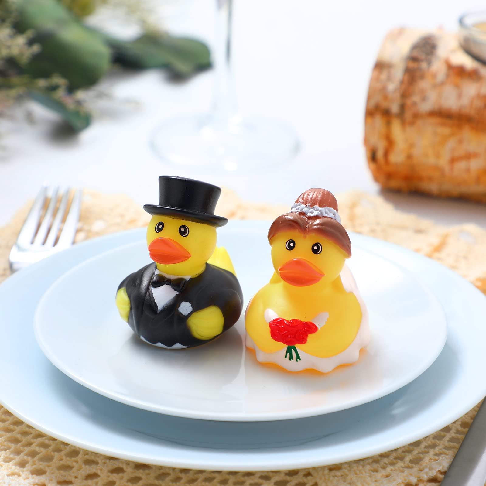 Jerify 48 Pcs Bride Groom Duck Bath Toy 2.5 Inch Wedding Rubber Duck Marriage Mini Ducks for Ceremony Baby Bridal Shower Gift Souvenir 6