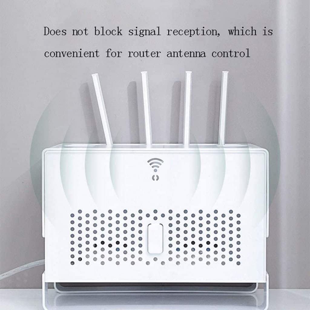 Router Storage Box Double-Layer WiFi Wireless Router Rack Home Office WiFi Router Adjustable Cable Box Multifunctional Storage Box (Color : White, Size : 31.4 * 21 * 23cm) 3