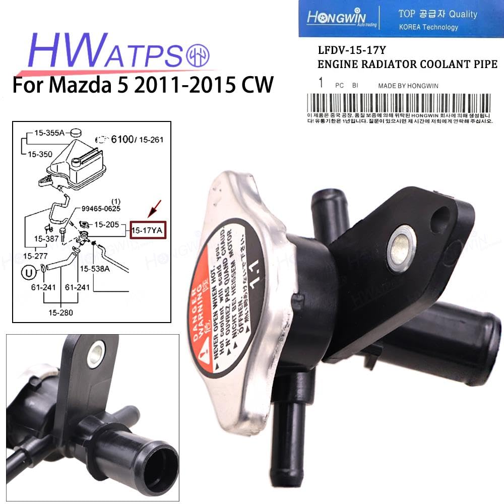 HWATPS LFDV-15-17Y Cooling System Radiator Filter With Cap For Mazda 5 2011 2012 2013 2014 2015 CW LFDV-15-17YF LFDV1517Y 3