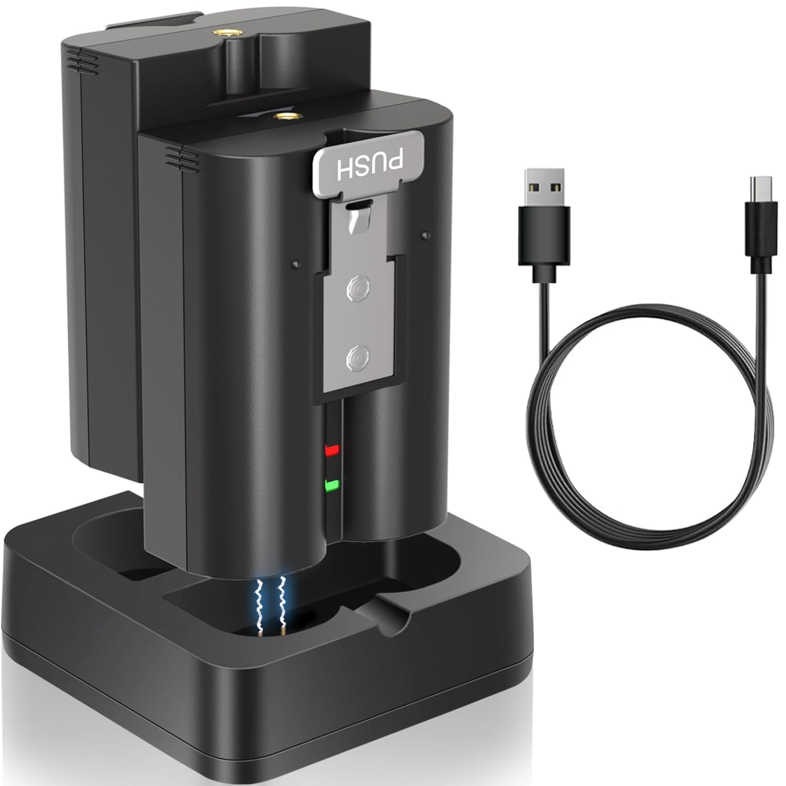 2PCS Replacement Ring Battery Pack V4 for Ring Doorbell - 6040mAh Rechargeable Camera Batteries with USB C Charger Station for Ring Video Doorbell 2/3/3 Plus/4, Spotlight & Stick Up Cam 1