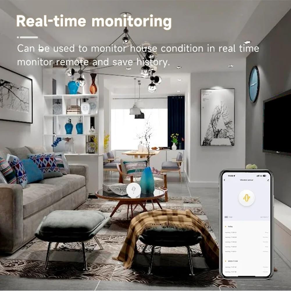 OTDOGUO Tuya ZigBee Smart Vibration Sensor Real Time Monitoring Door Window Detection Alarm Smart Security Protection System 4