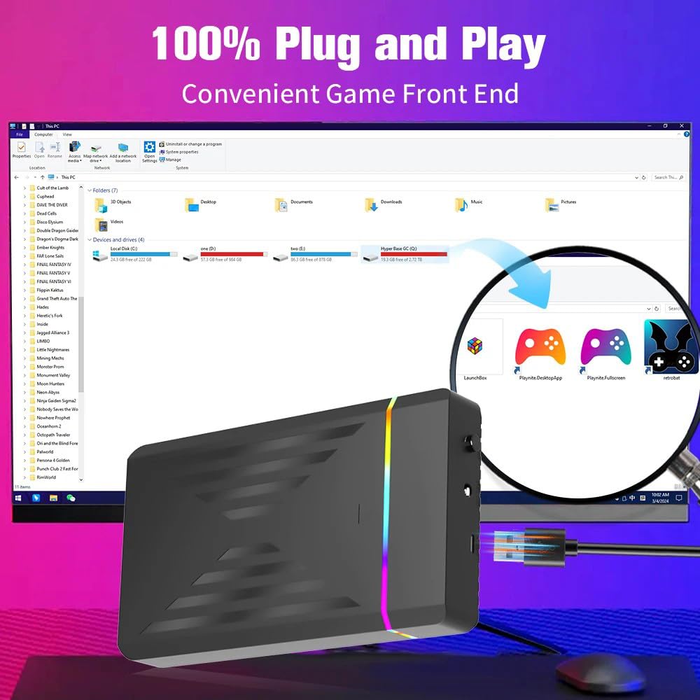 Retro Gaming Console HDD with Built in 17,399 Games, 3T Emulator Console HDD Preloaded 3 Game System, Plug and Play Video Games Emulator Hard Drive 6