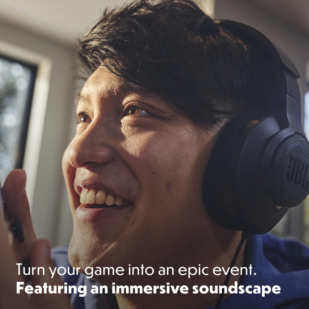 JBL Quantum 100M2 - Wired Over-Ear Gaming Headset with omnidirectional, Detachable mic with Mute Option and Fabric-Covered Memory Foam Ear Cushions, Compatible with All Platforms (Black) 6