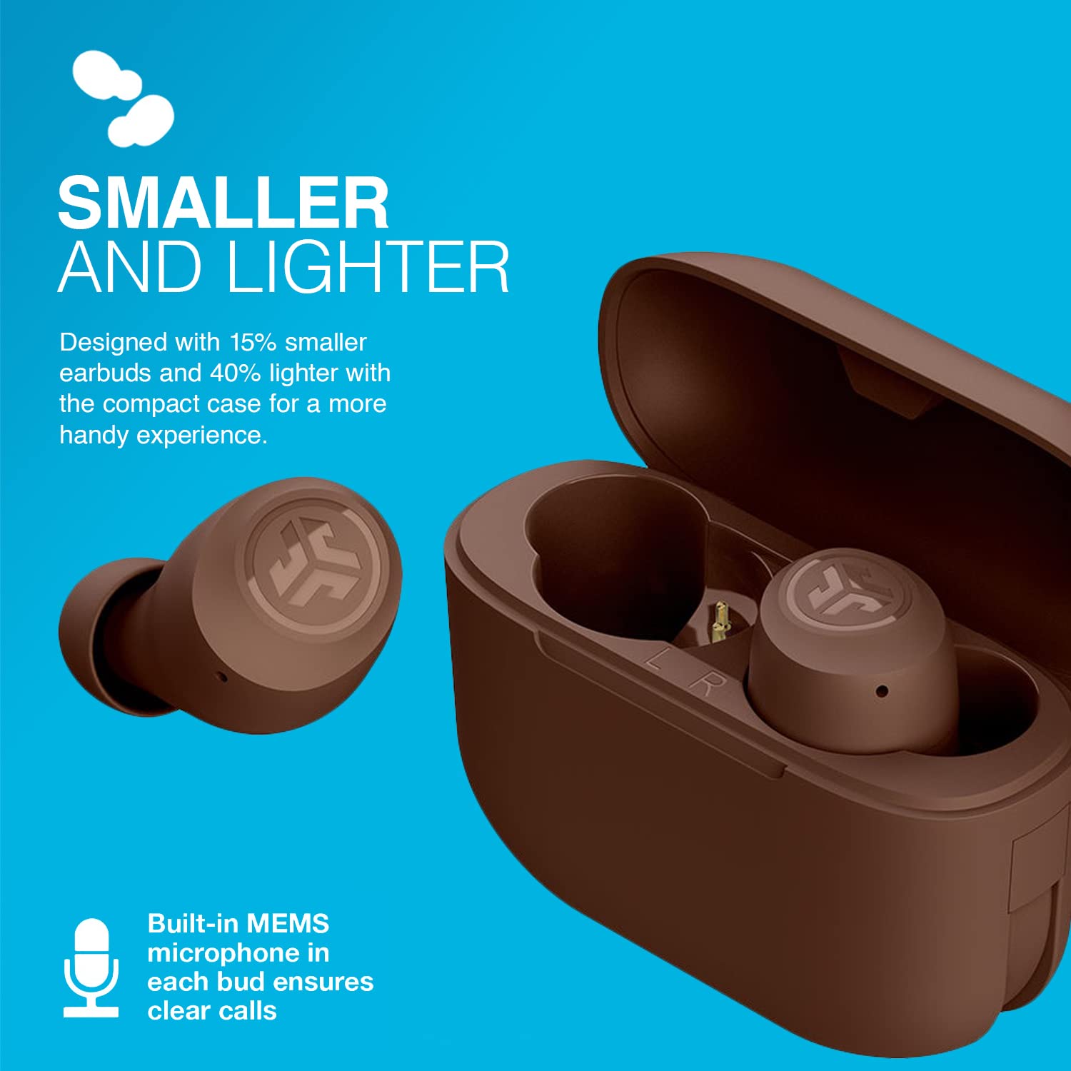 JLab Go Air Tones True Wireless Earbuds Designed with Auto On and Connect, Touch Controls, 32+ Hours Bluetooth Playtime, EQ3 Sound, and Dual Connect, Natural Earthtone Color (4625 W) 4