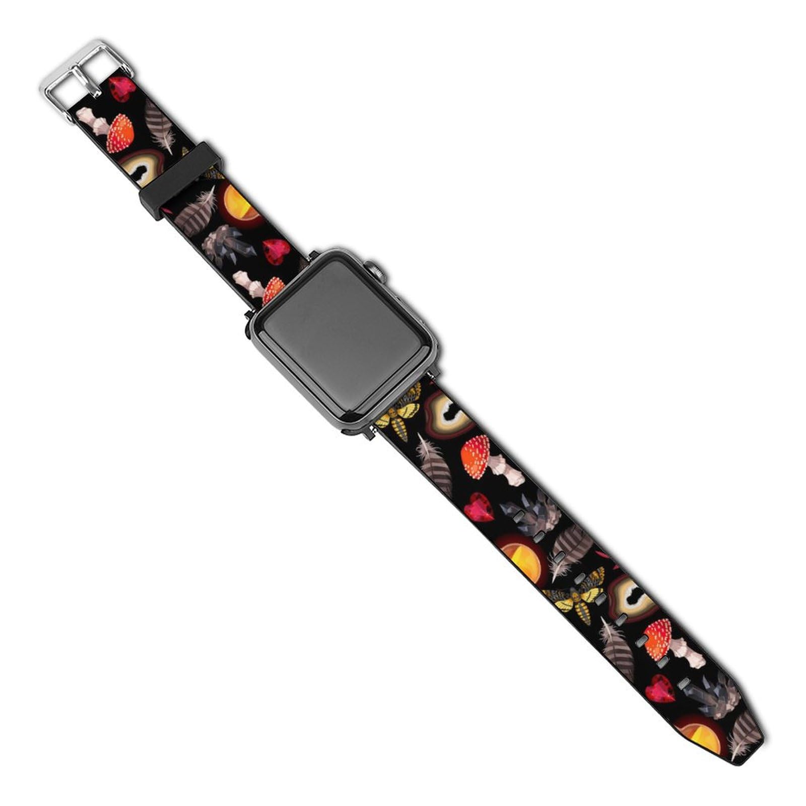 Sport Band Compatible with Apple Watch Bands 42mm 44mm for Women Men Witch Witchy Goth Magic Mushrooms Replacement Strap Band for iWatch Series 5 4 3 2 1 1
