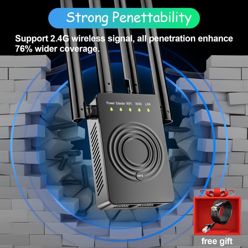 WiFi Extender Signal Booster for Home, WiFi Range Extender,Repeater with Ethernet Port, Coverage Up to 9998 Square Feet, 1-Tap Setup, Wireless Internet Repeater 3